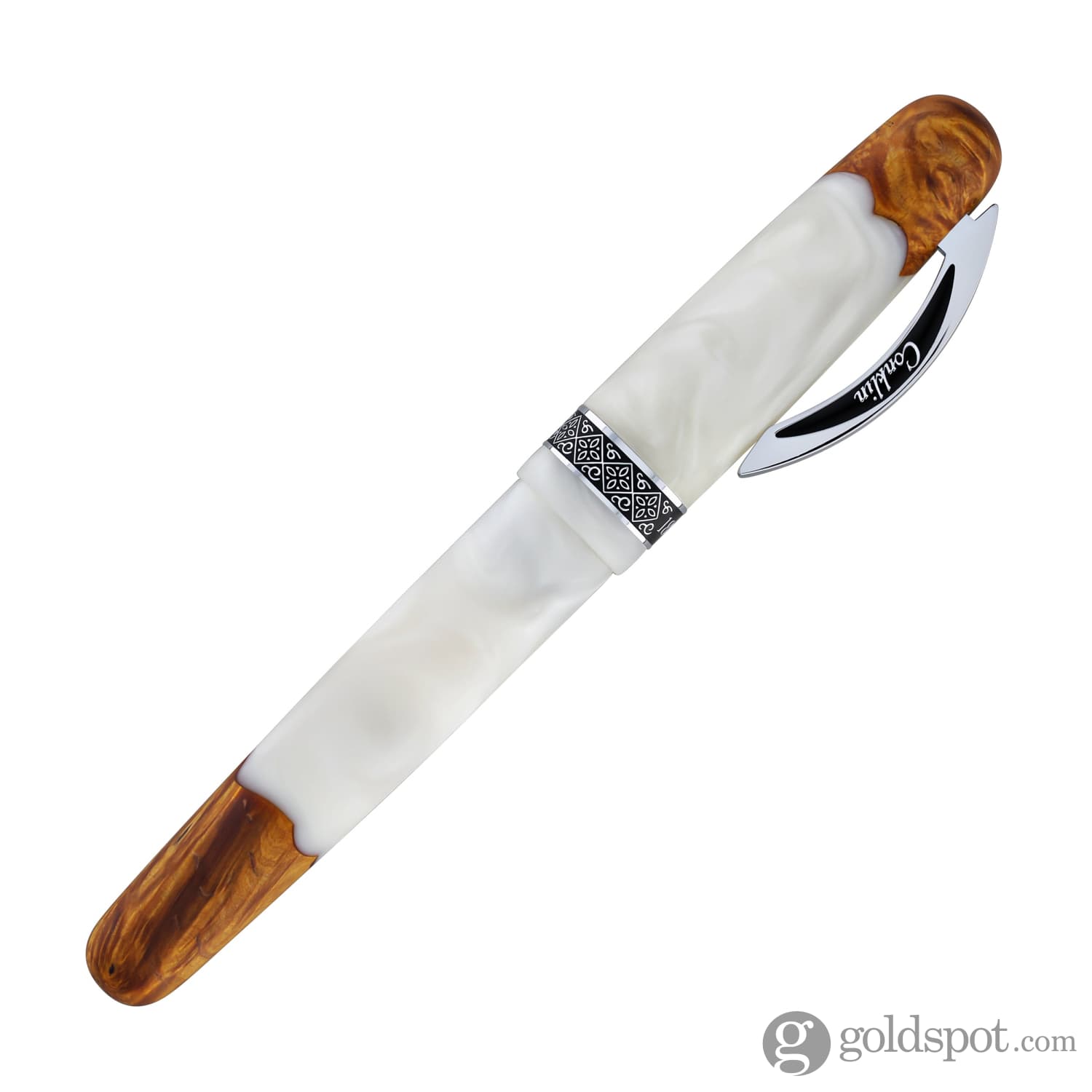 Conklin 1898 Spectra Fusion Fountain Pen in White with Chrome Trim