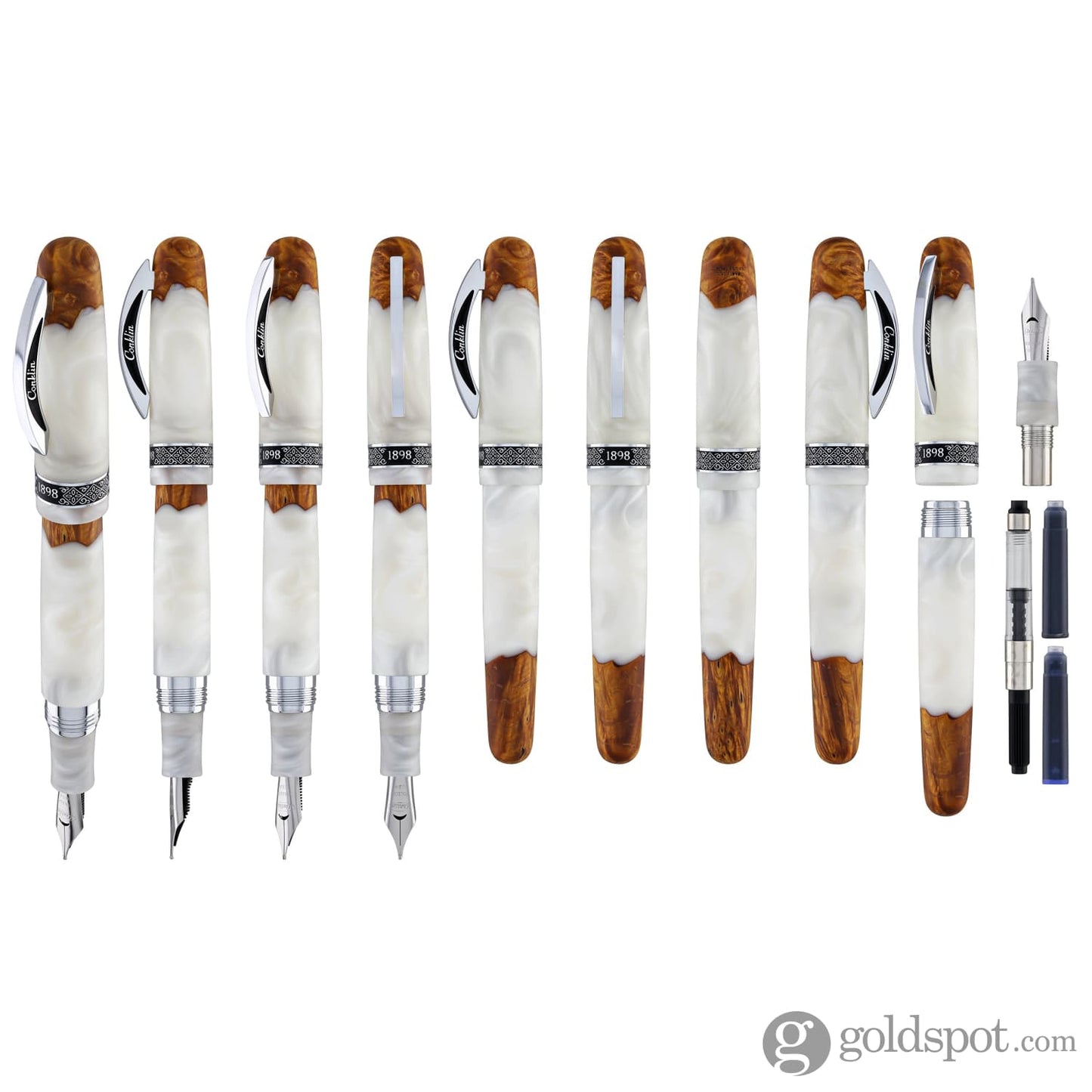 Conklin 1898 Spectra Fusion Fountain Pen in White with Chrome Trim - Limited Edition Fountain Pen