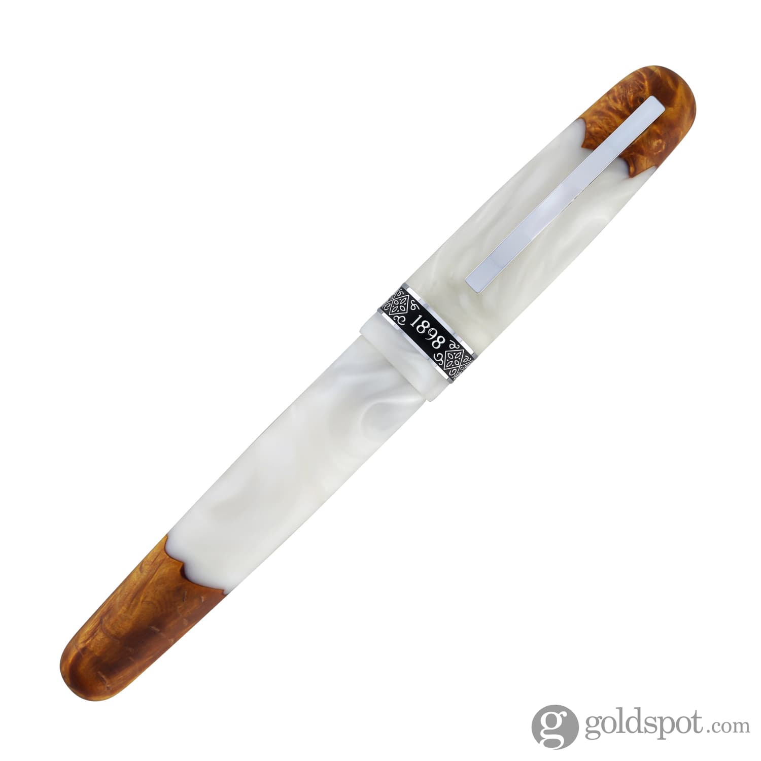 Conklin 1898 Spectra Fusion Fountain Pen in White with Chrome Trim