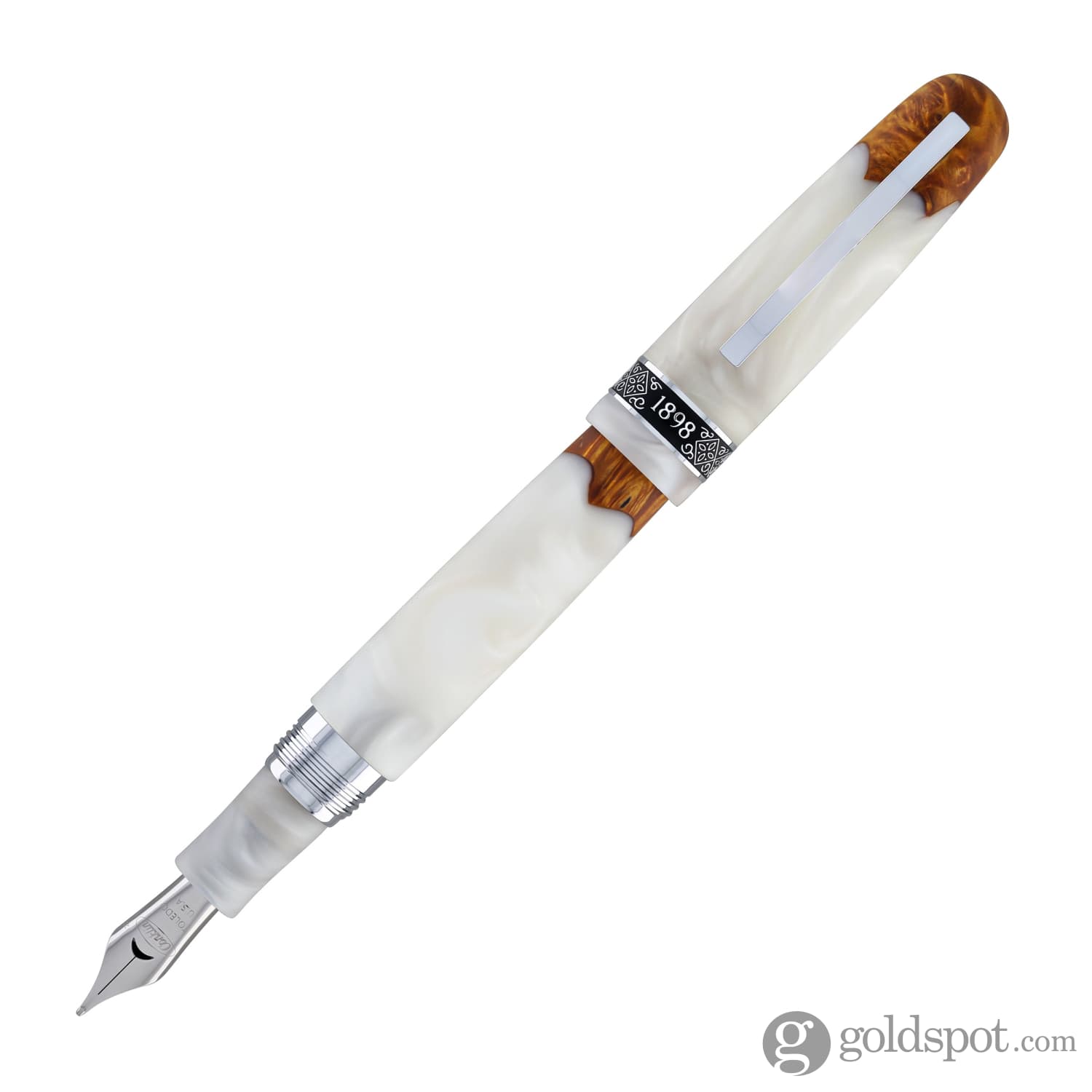 Conklin 1898 Spectra Fusion Fountain Pen in White with Chrome Trim