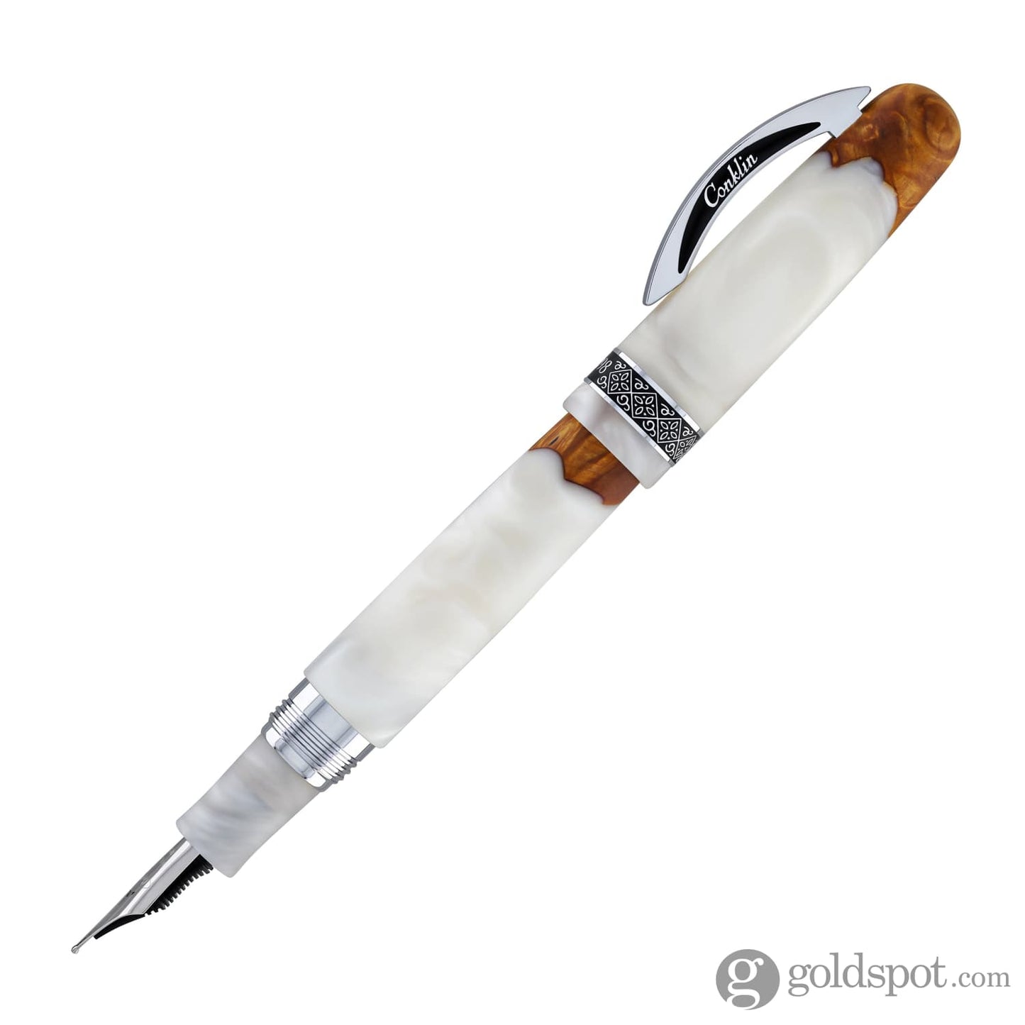 Conklin 1898 Spectra Fusion Fountain Pen in White with Chrome Trim - Limited Edition Fountain Pen