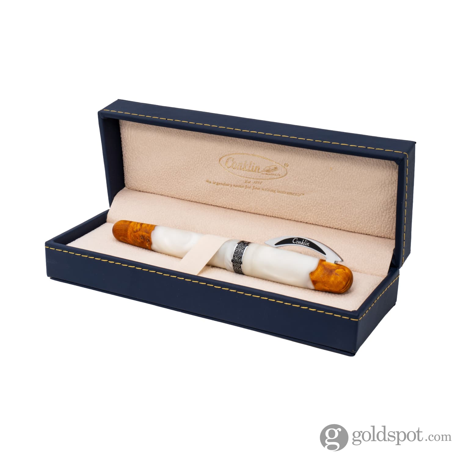 Conklin 1898 Spectra Fusion Fountain Pen in White with Chrome Trim