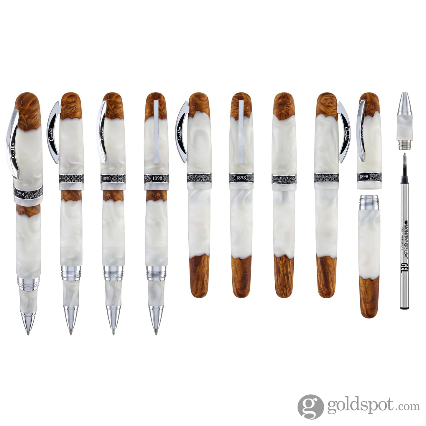 Conklin 1898 Spectra Fusion Rollerball Pen in White with Chrome Trim - Limited Edition Rollerball Pen
