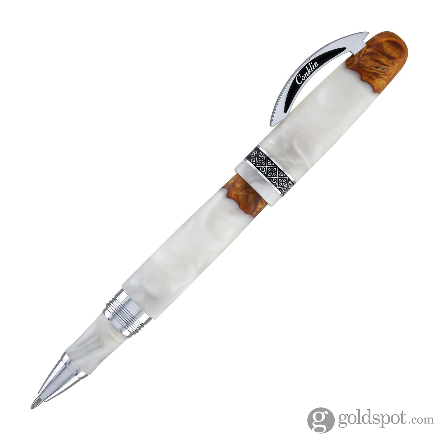 Conklin 1898 Spectra Fusion Rollerball Pen in White with Chrome Trim - Limited Edition Rollerball Pen