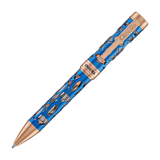 Conklin Endura Deco Crest Ballpoint Pen in Demo Blue with Rosegold Trim