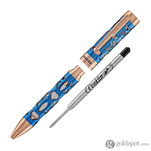 Conklin Endura Deco Crest Ballpoint Pen in Demo Blue with Rosegold Trim Ballpoint Pens