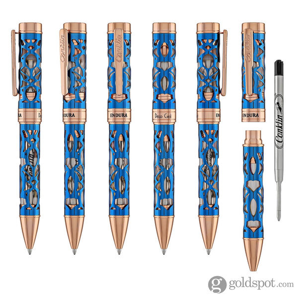 Conklin Endura Deco Crest Ballpoint Pen in Demo Blue with Rosegold Trim Ballpoint Pens