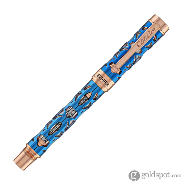 Conklin Endura Deco Crest Rollerball Pen in Demo Blue with Rosegold Trim Fountain Pen