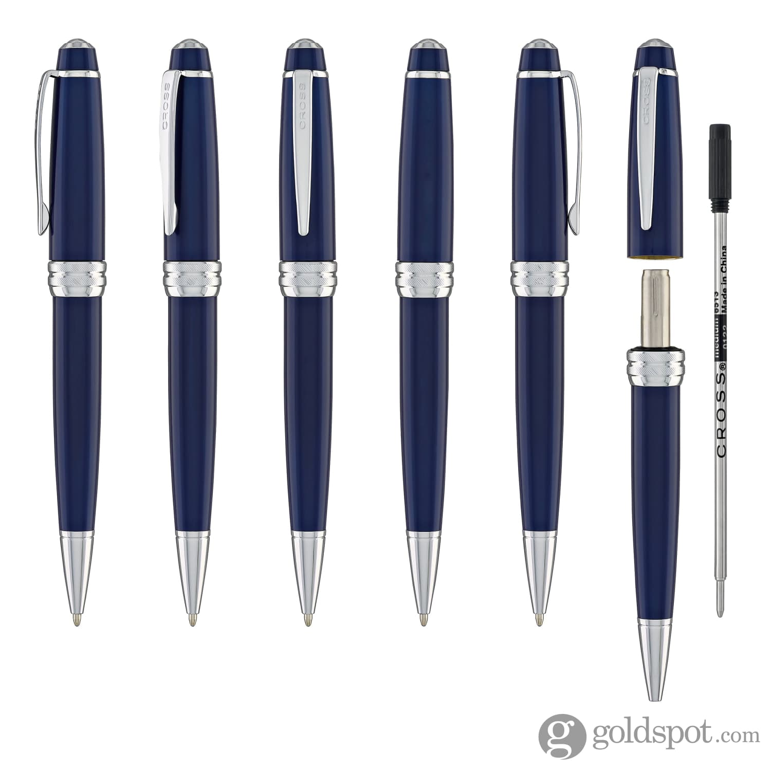 Cross Bailey Ballpoint Pen in Blue Lacquer - Chrome Trim