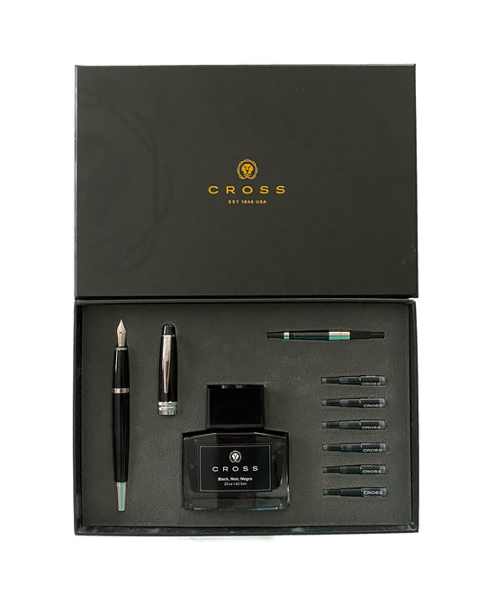 Cross Bailey Fountain Pen Gift Set in Black Lacquer - Medium Point