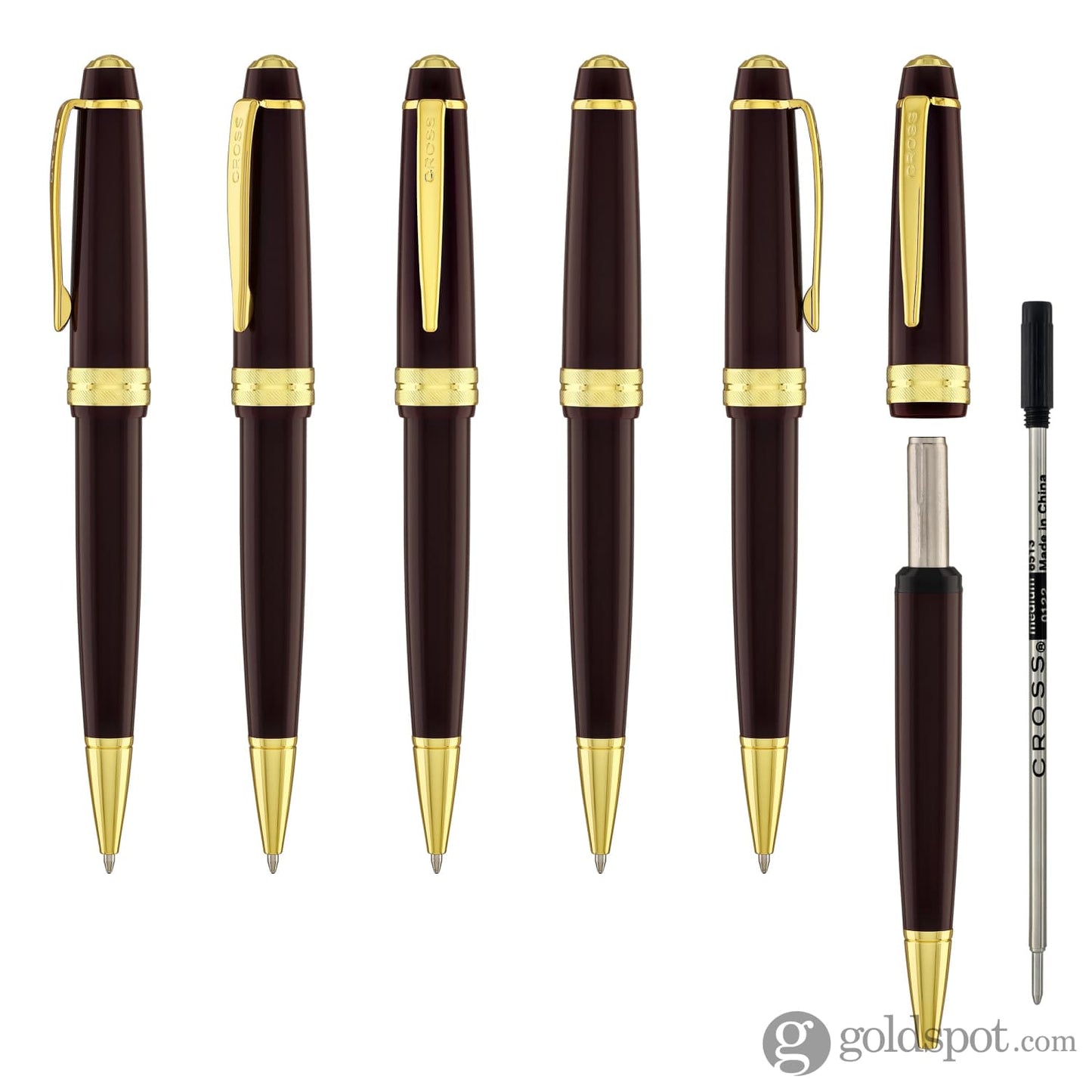 Cross Bailey Light Ballpoint Pen in Glossy Burgundy Resin with Gold Trim Ballpoint Pens