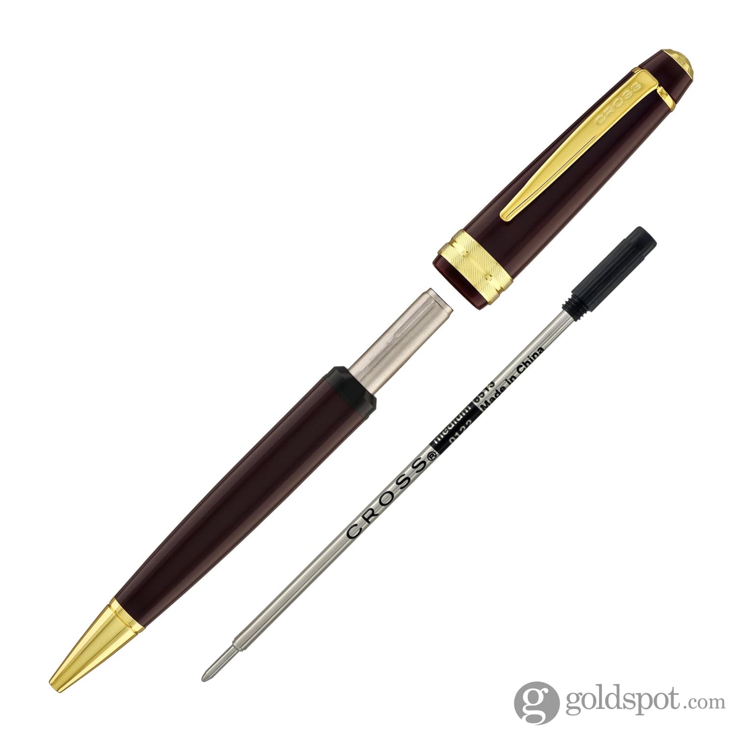 Cross Bailey Light Ballpoint Pen in Glossy Burgundy Resin with Gold Trim Ballpoint Pens
