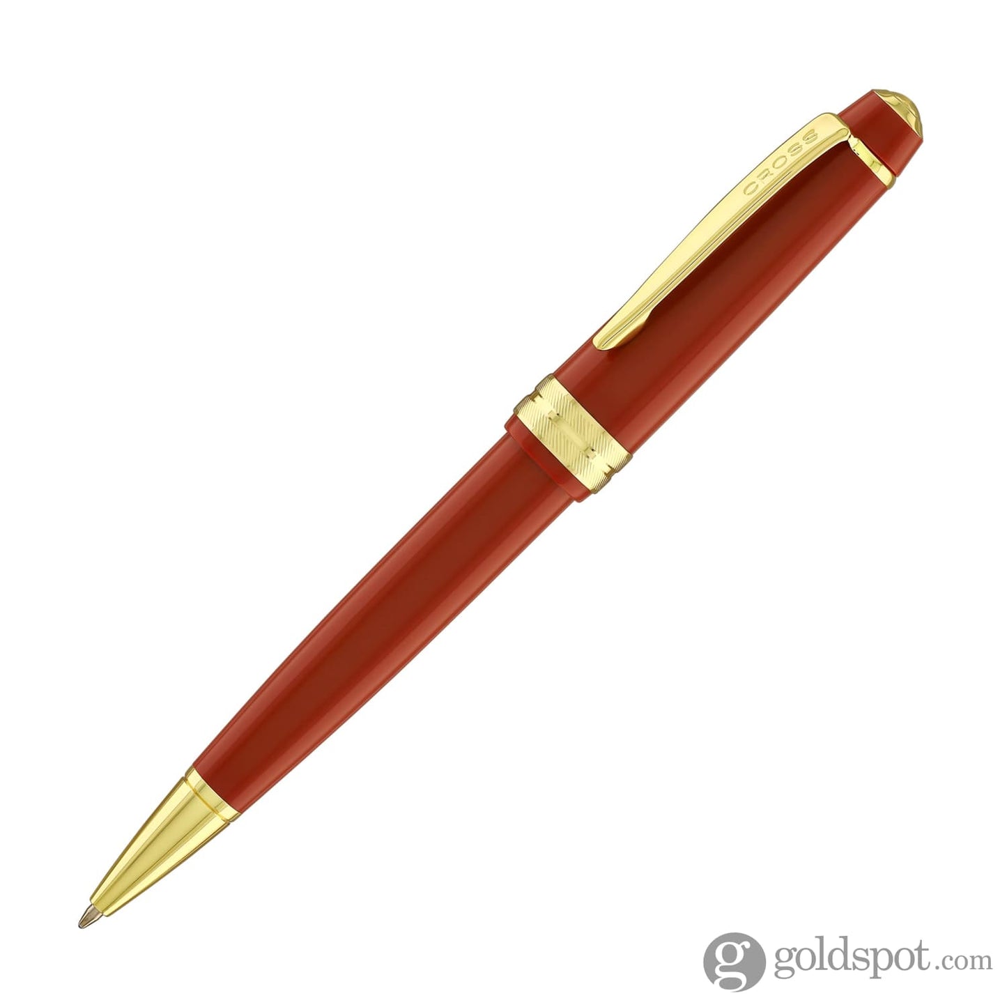 Cross Bailey Light Ballpoint Pen in Glossy Burnt Orange Resin with Gold Trim Ballpoint Pens