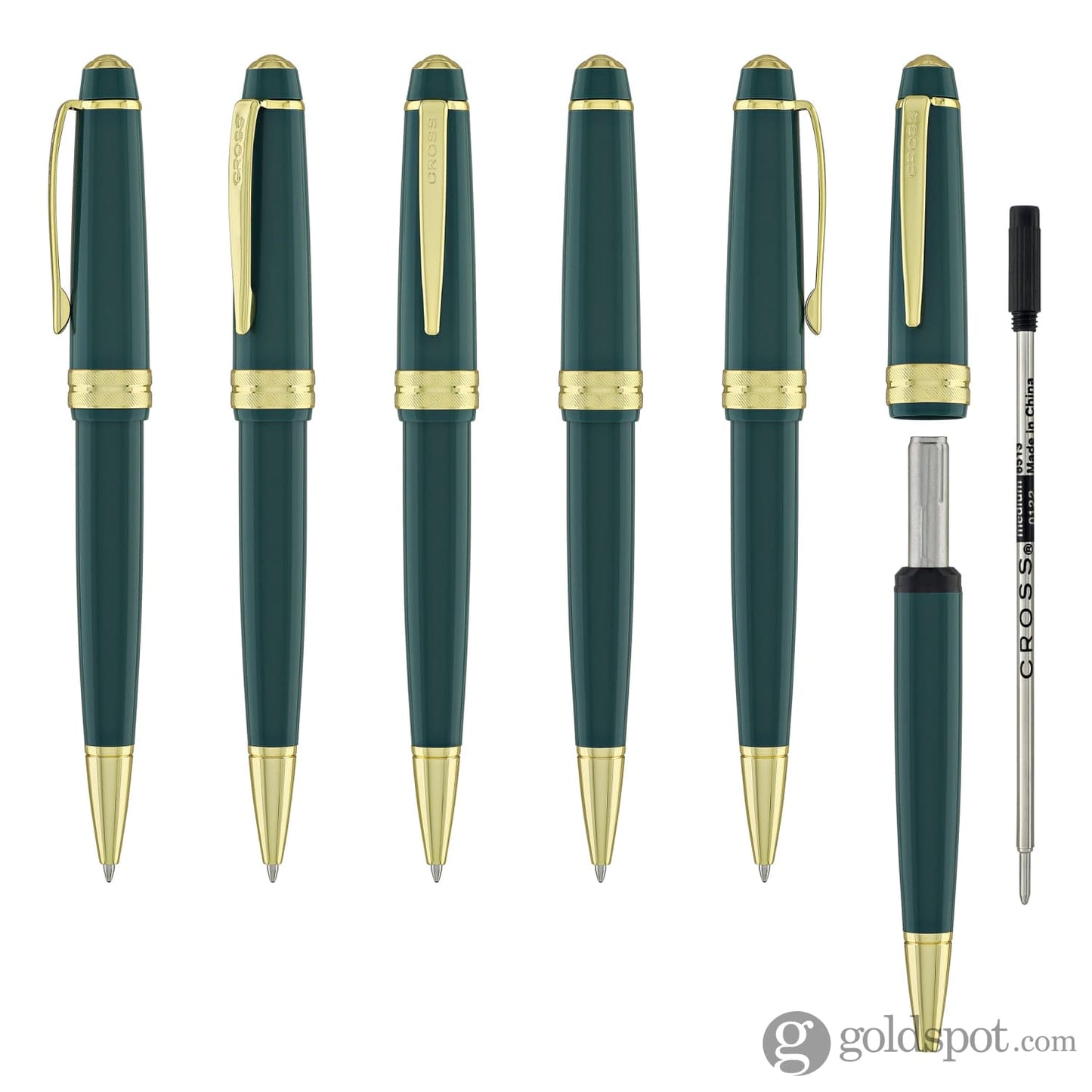 Cross Bailey Light Ballpoint Pen in Glossy Green Resin with Gold Trim Ballpoint Pens