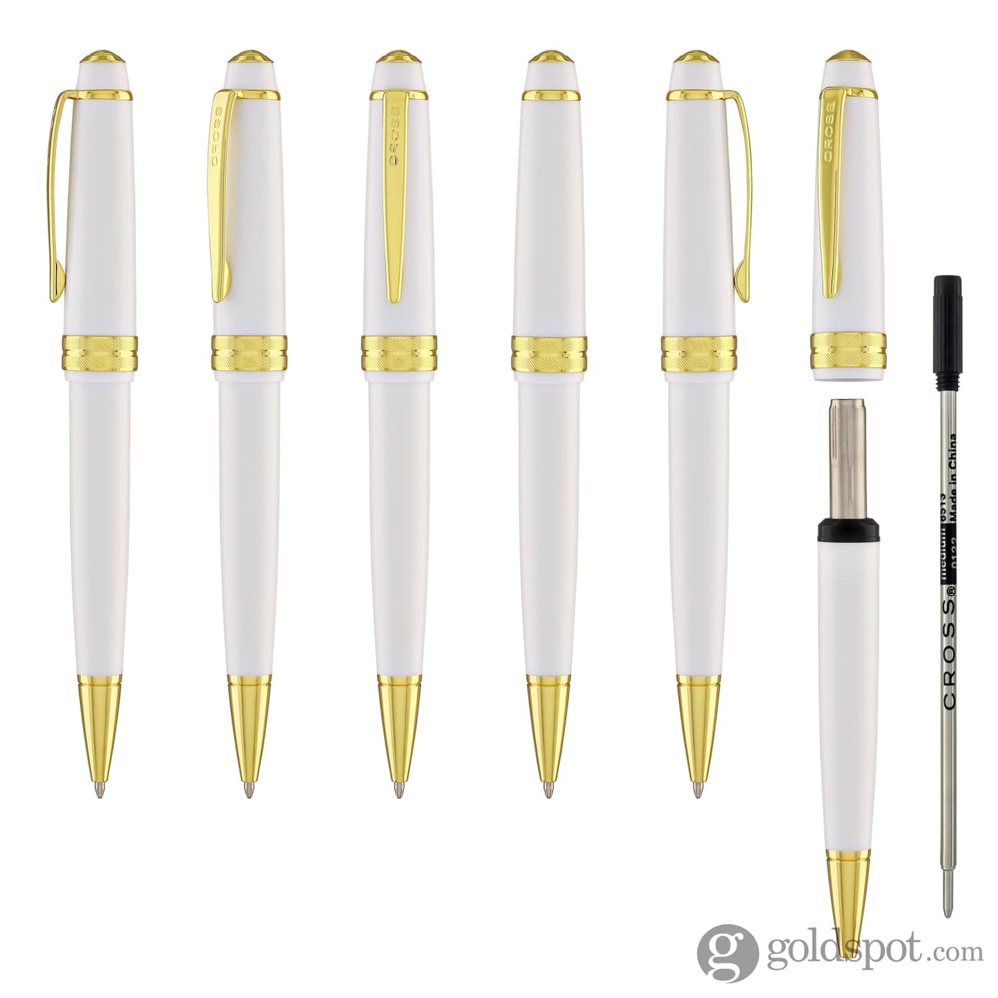 Cross Bailey Light Ballpoint Pen in Glossy White Resin with Gold Trim Ballpoint Pens