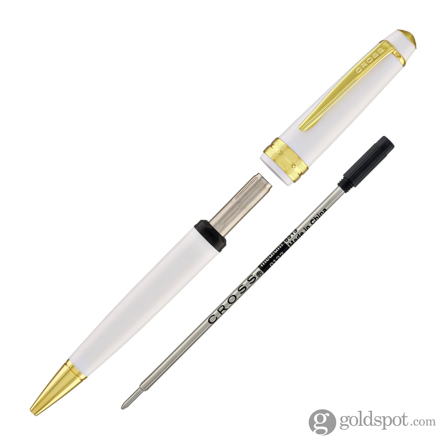 Cross Bailey Light Ballpoint Pen in Glossy White Resin with Gold Trim Ballpoint Pens