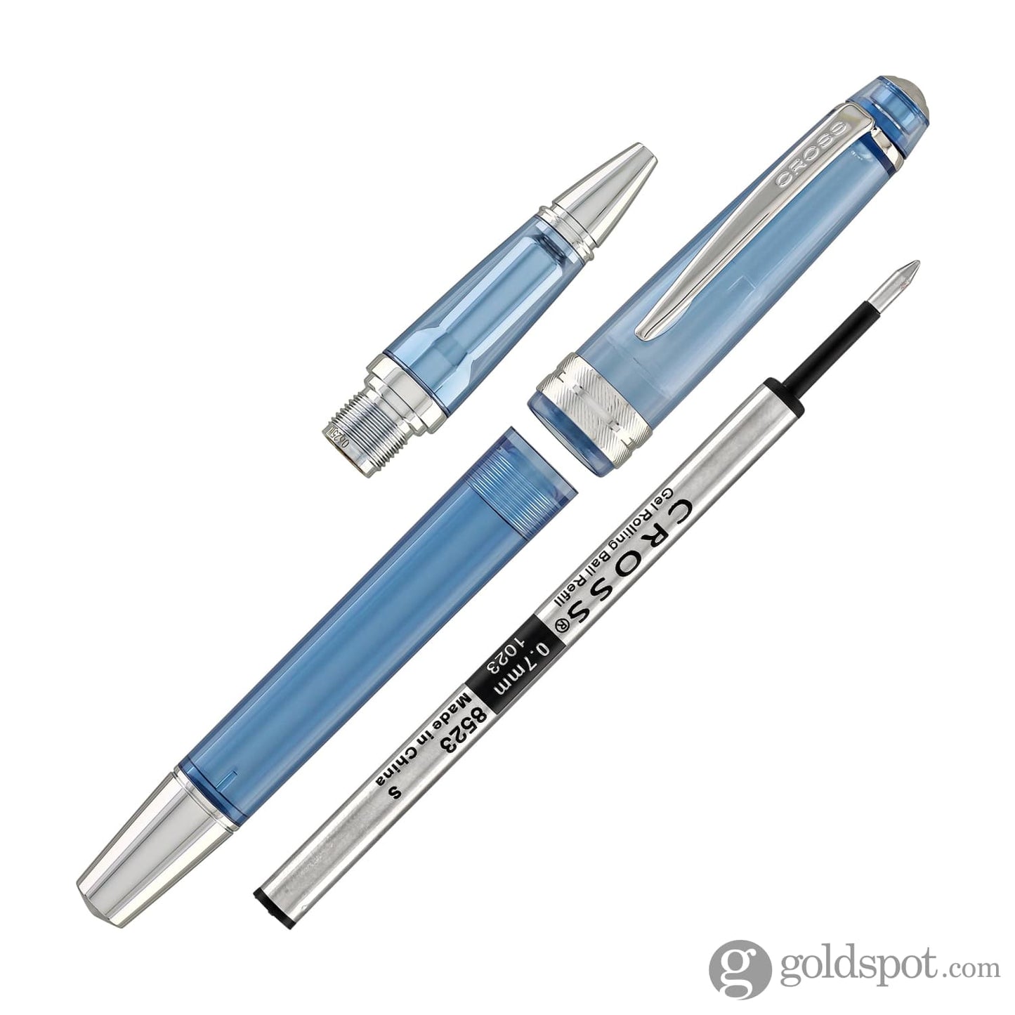 Cross Bailey Light Ballpoint Pen in Translucent Navy Blue Resin with Chrome Trim Ballpoint Pens