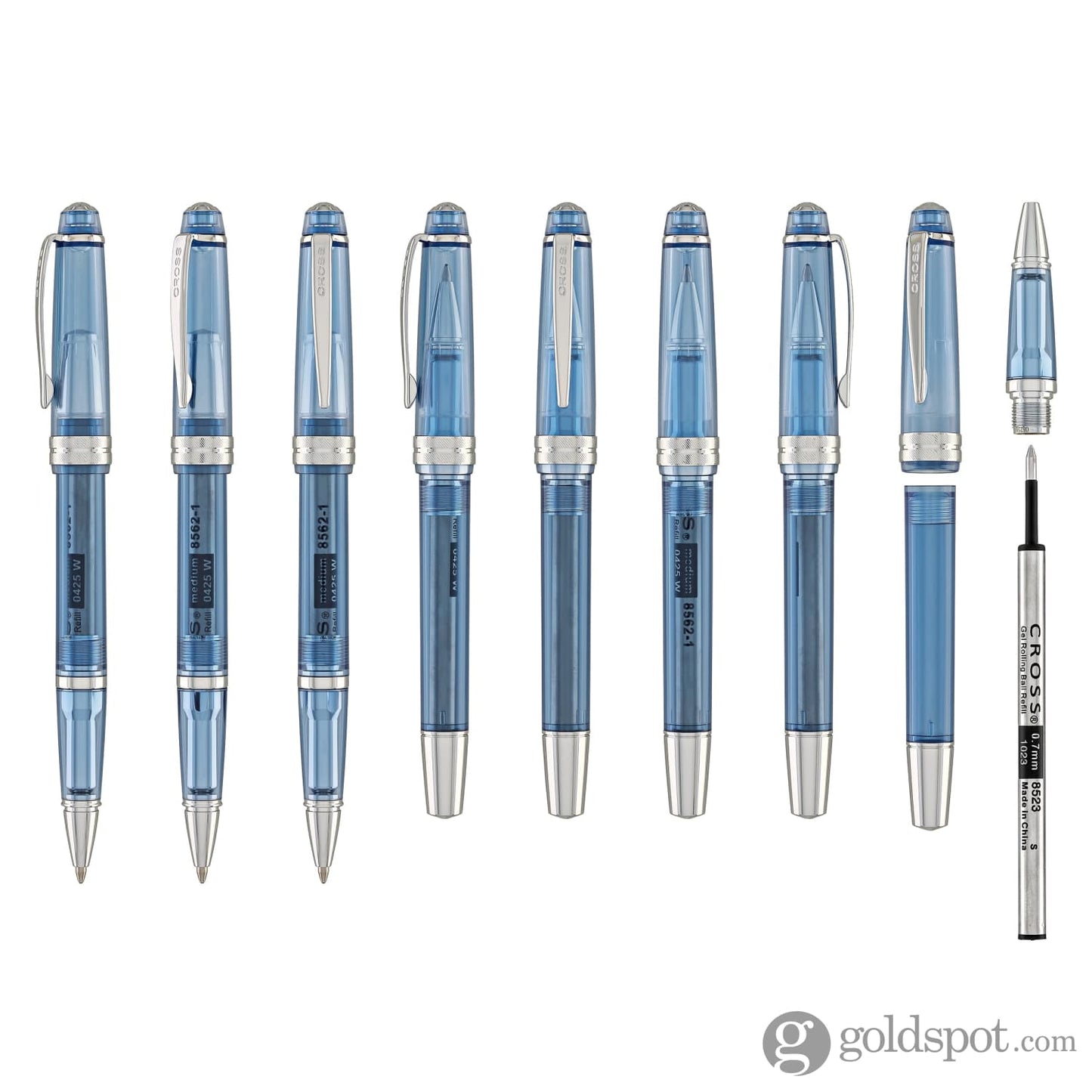 Cross Bailey Light Ballpoint Pen in Translucent Navy Blue Resin with Chrome Trim Ballpoint Pens