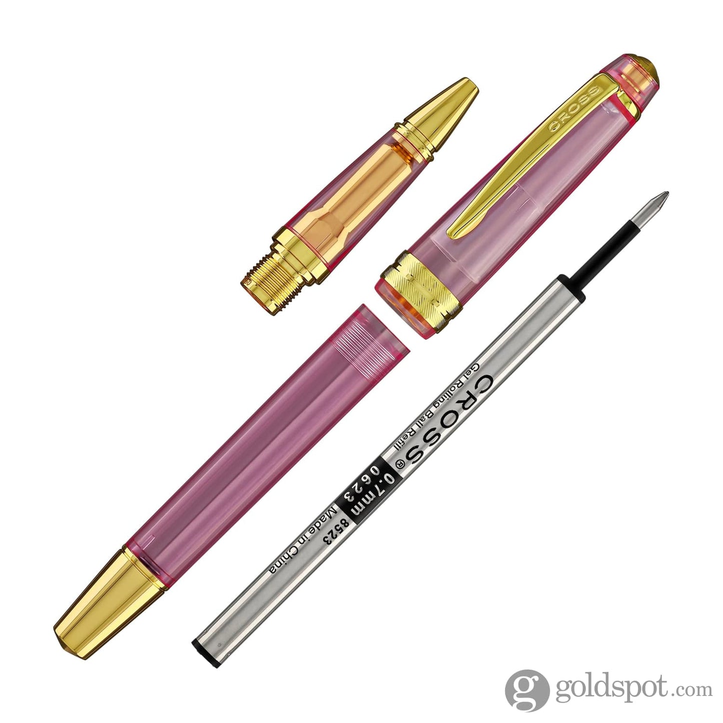 Cross Bailey Light Ballpoint Pen in Translucent Pink Resin with Gold Trim Ballpoint Pens