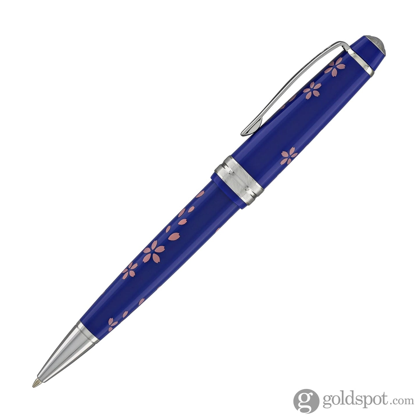 Cross Bailey Light Cherry Blossom Ballpoint Pen in Glossy Blue Resin with Polished Chrome Ballpoint Pens