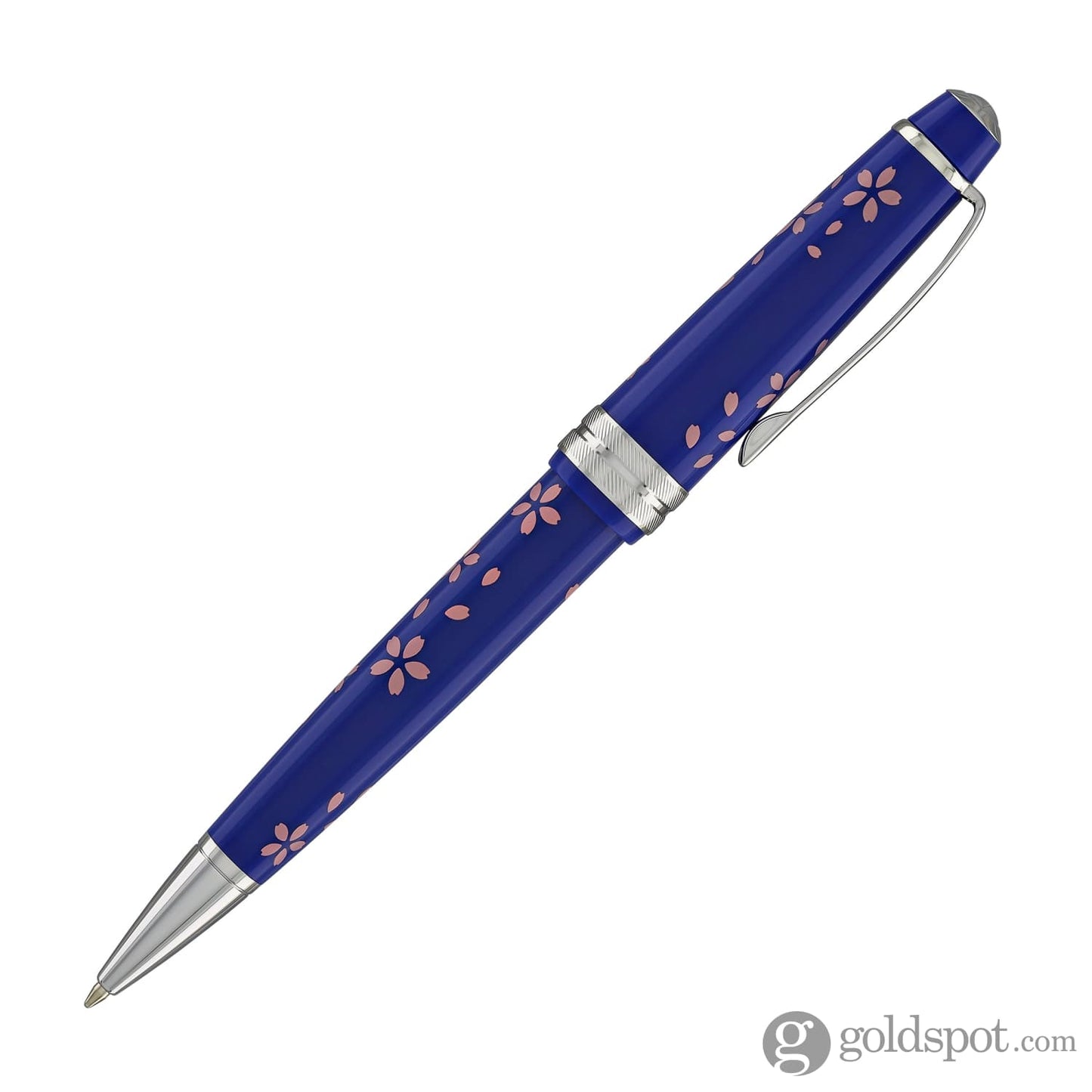 Cross Bailey Light Cherry Blossom Ballpoint Pen in Glossy Blue Resin with Polished Chrome Ballpoint Pens
