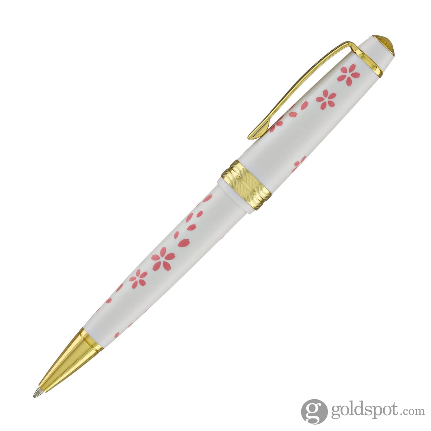 Cross Bailey Light Cherry Blossom Ballpoint Pen in Glossy White Resin with Gold PVD Ballpoint Pens