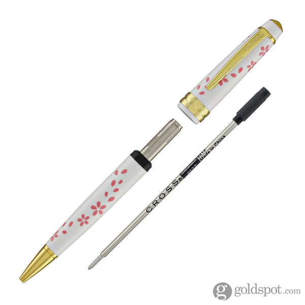 Cross Bailey Light Cherry Blossom Ballpoint Pen in Glossy White Resin with Gold PVD Ballpoint Pens
