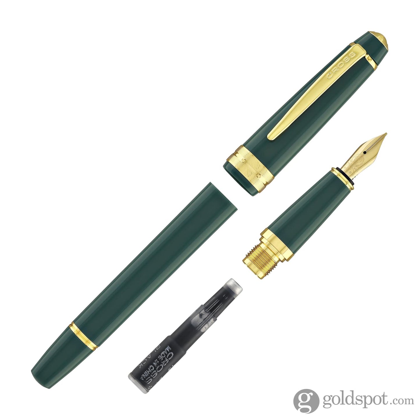 Cross Bailey Light Fountain Pen in Glossy Green Resin with Gold Trim Fountain Pen
