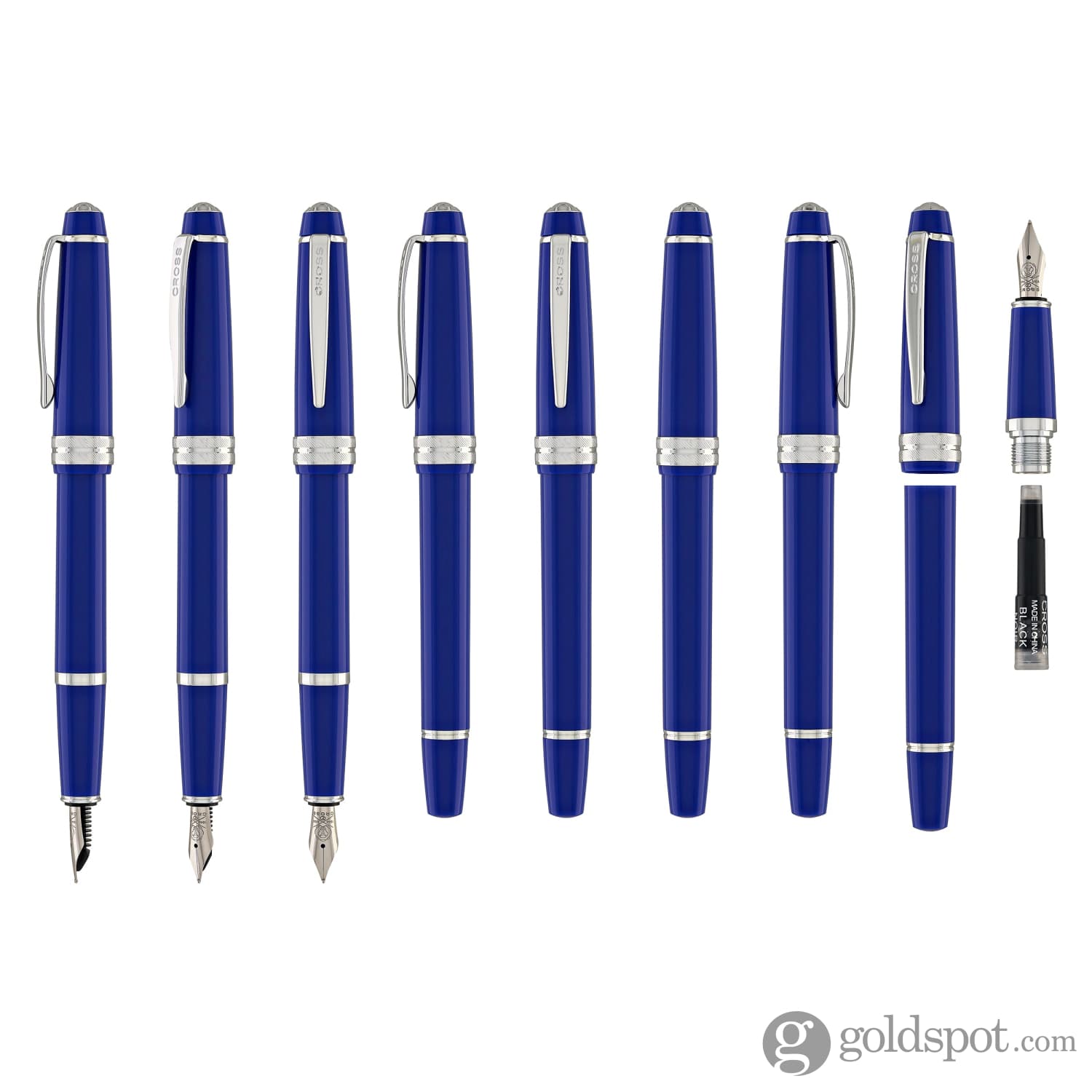 Cross Bailey Light Fountain Pen in Polished Blue Resin - Goldspot Pens