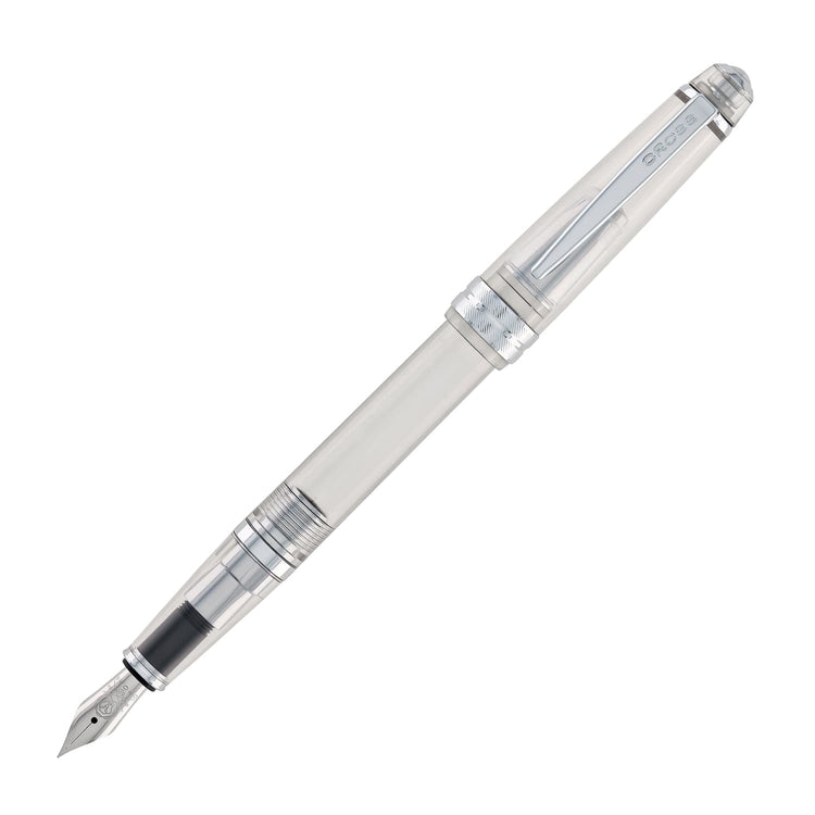 Cross Bailey Light Fountain Pen in Translucent Clear Resin with Chrome Trim - Extra Fine Point Fountain Pen