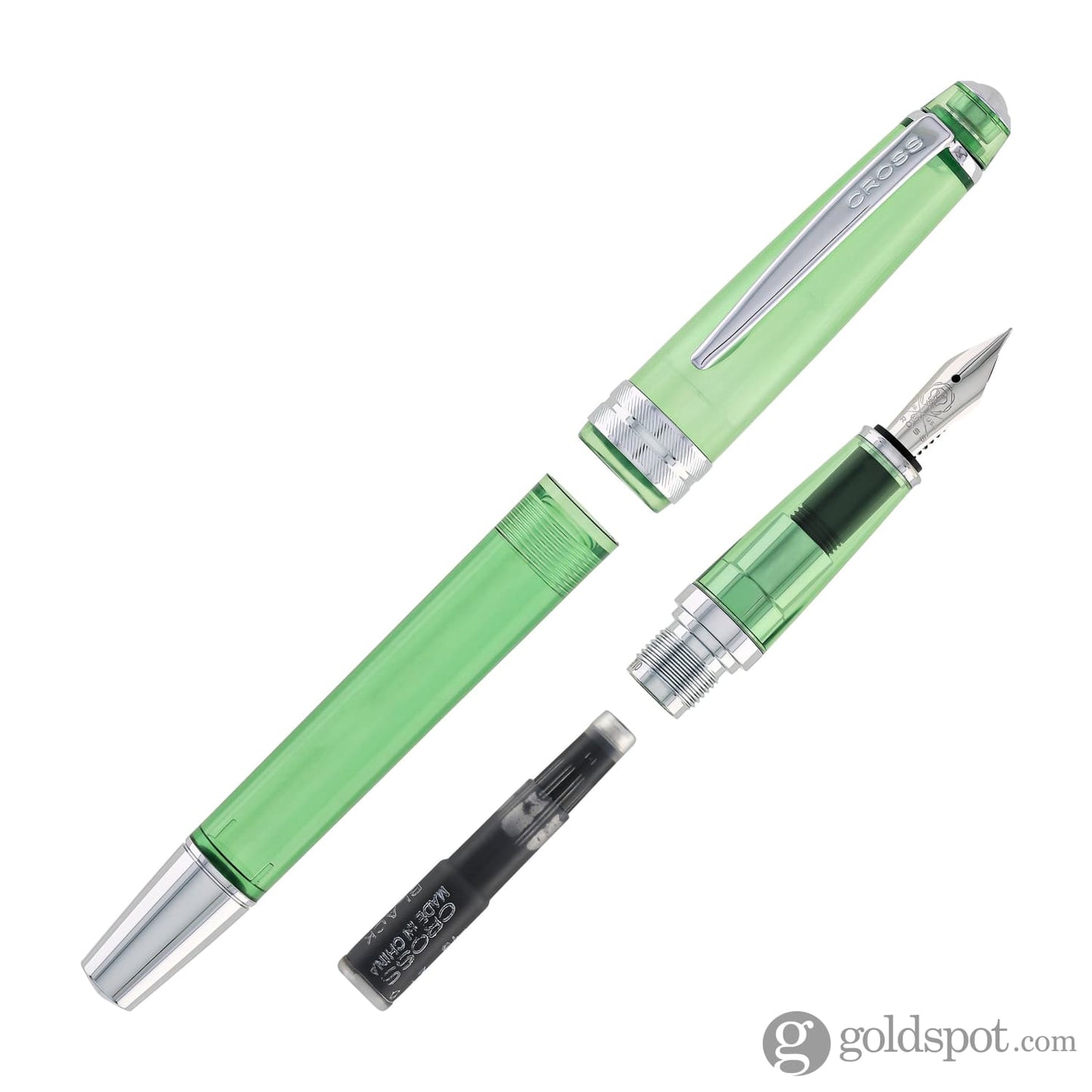Cross Bailey Light Fountain Pen in Translucent Green Resin with Chrome Trim - Extra Fine Point Fountain Pen