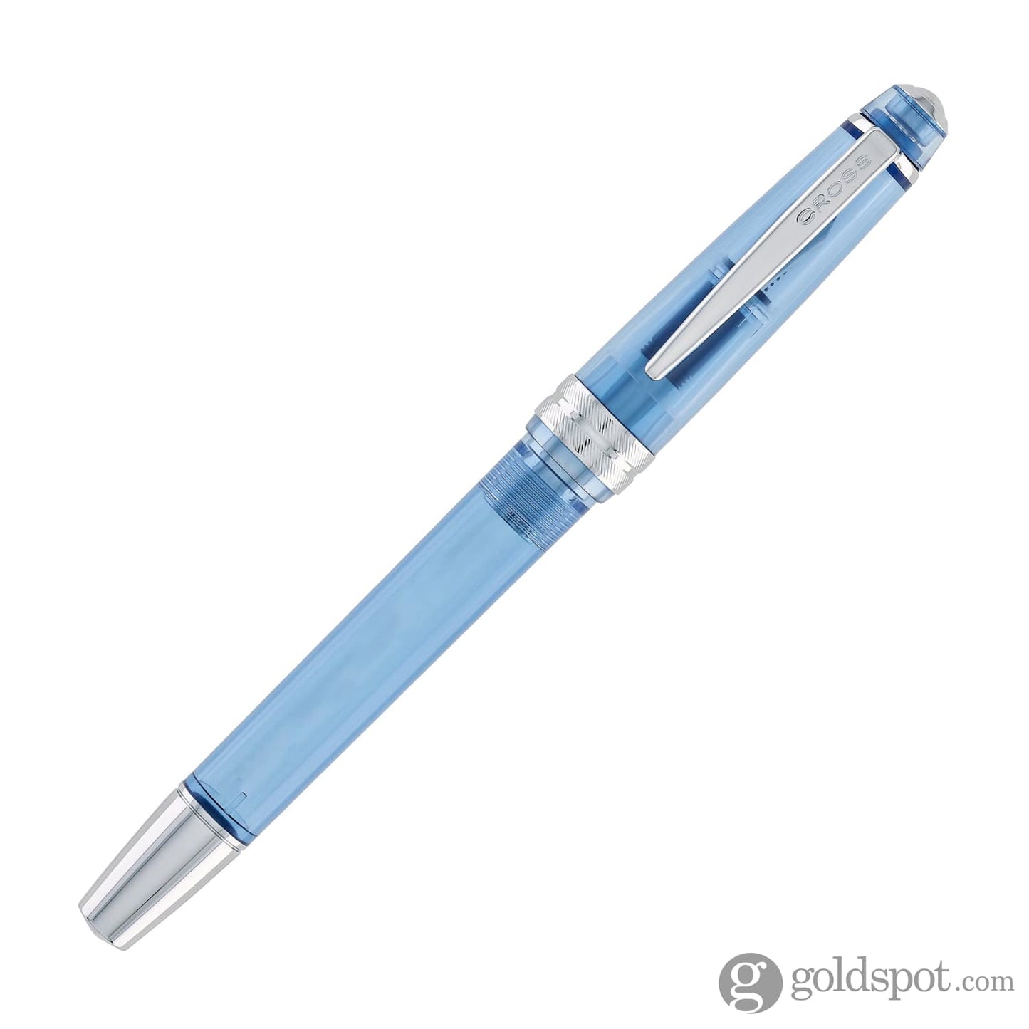 Cross Bailey Light Fountain Pen in Translucent Navy Blue Resin with Chrome Trim - Extra Fine Point Fountain Pen