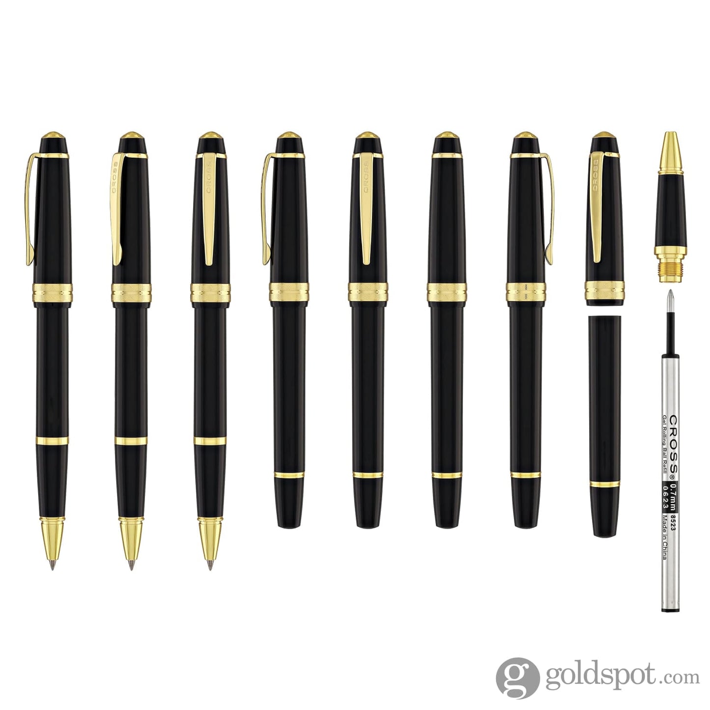 Cross Bailey Light Rollerball Pen in Glossy Black Resin with Gold Trim Rollerball Pen