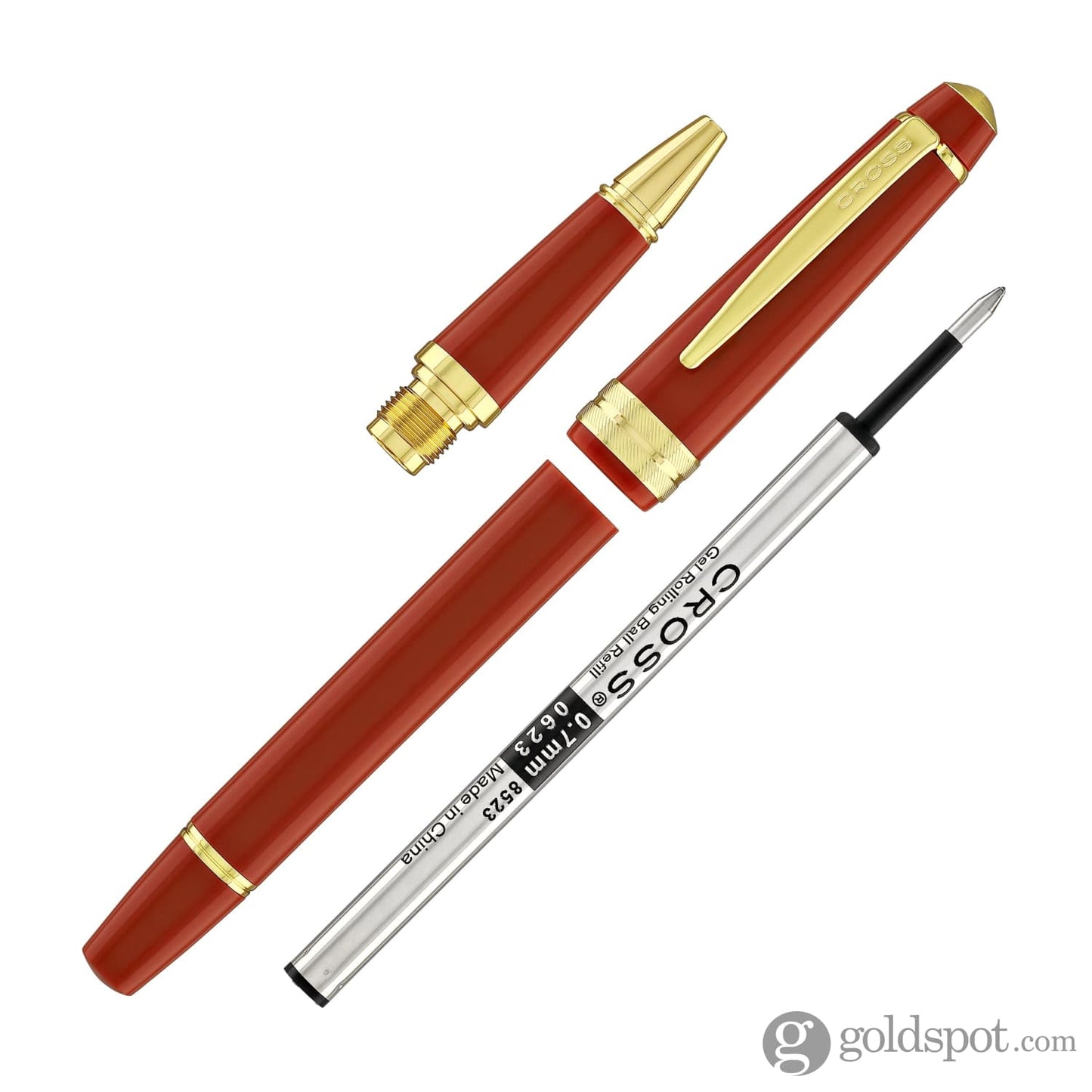 Cross Bailey Light Rollerball Pen in Glossy Burnt Orange Resin with Gold Trim Rollerball Pen