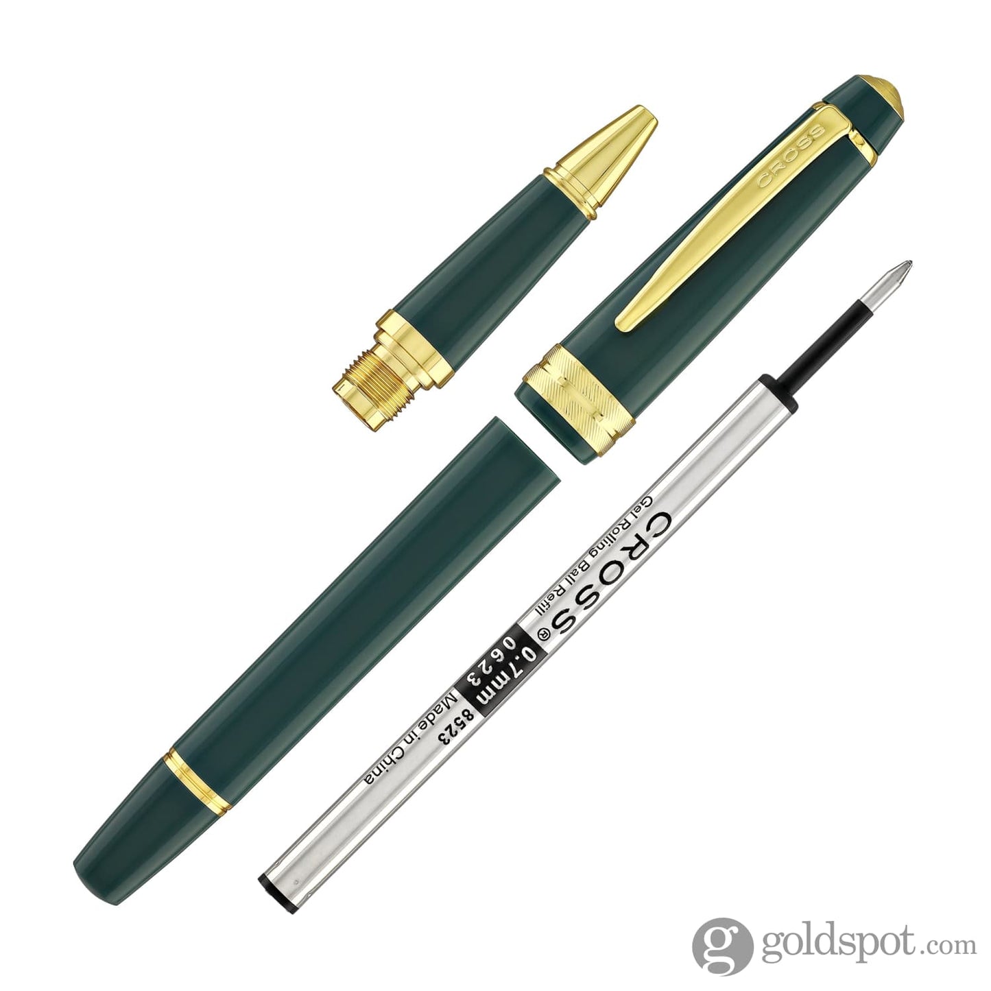 Cross Bailey Light Rollerball Pen in Glossy Green Resin with Gold Trim Rollerball Pen