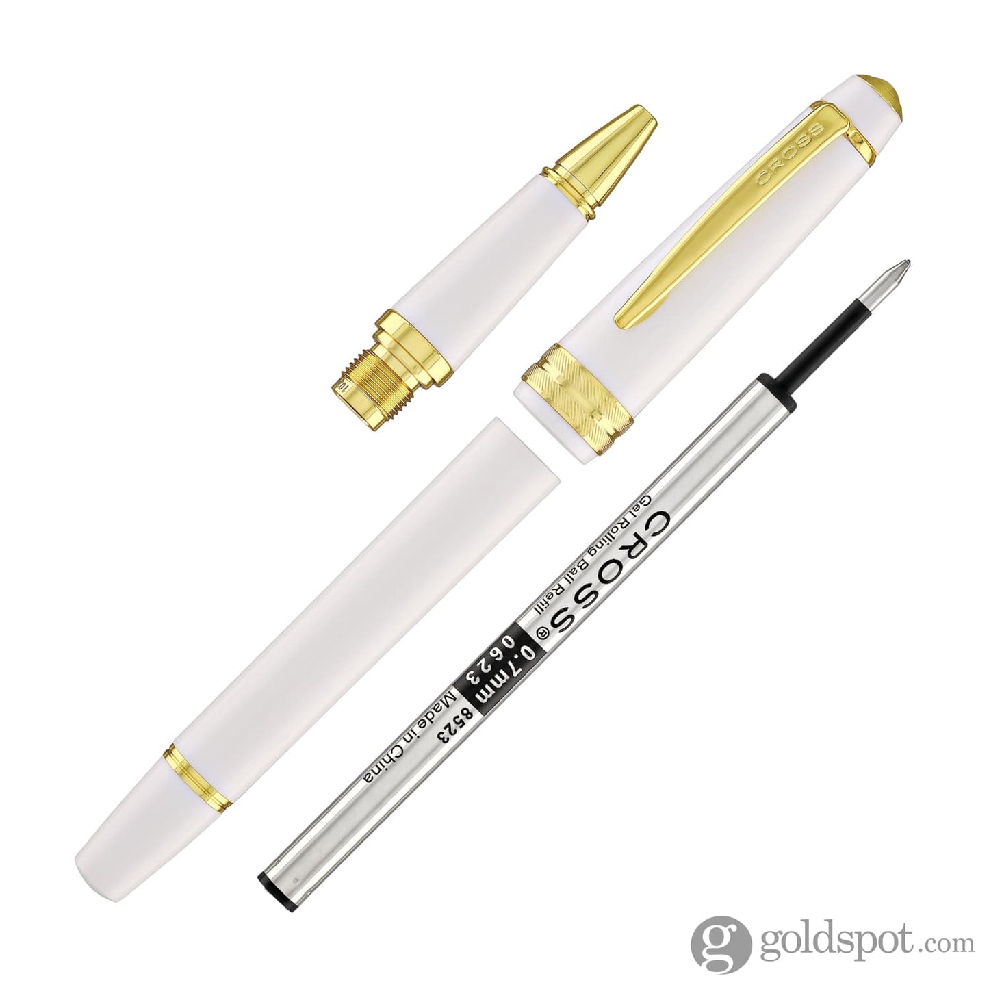 Cross Bailey Light Rollerball Pen in Glossy White Resin with Gold Trim Rollerball Pen