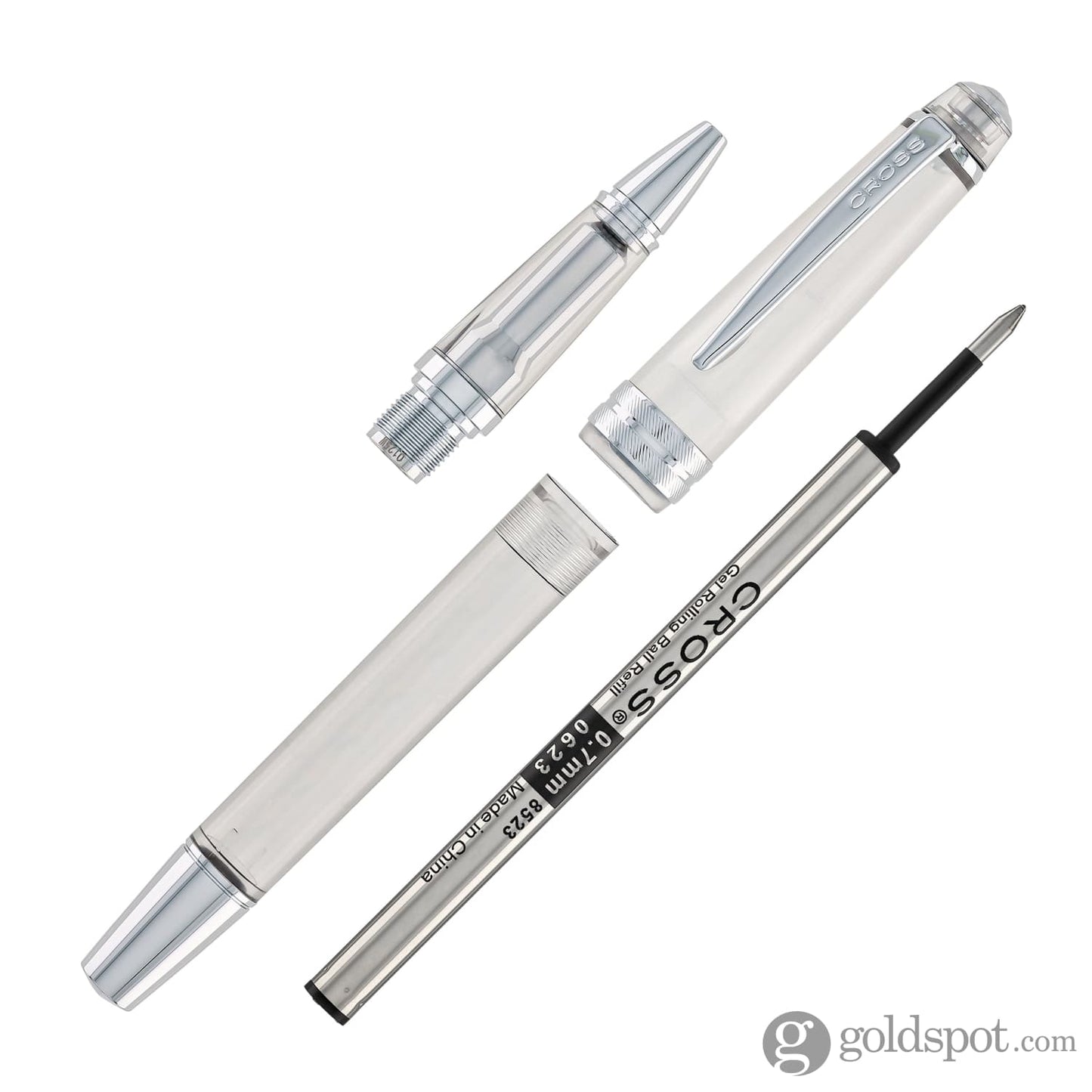 Cross Bailey Light Rollerball Pen in Translucent Clear Resin with Chrome Trim Rollerball Pen