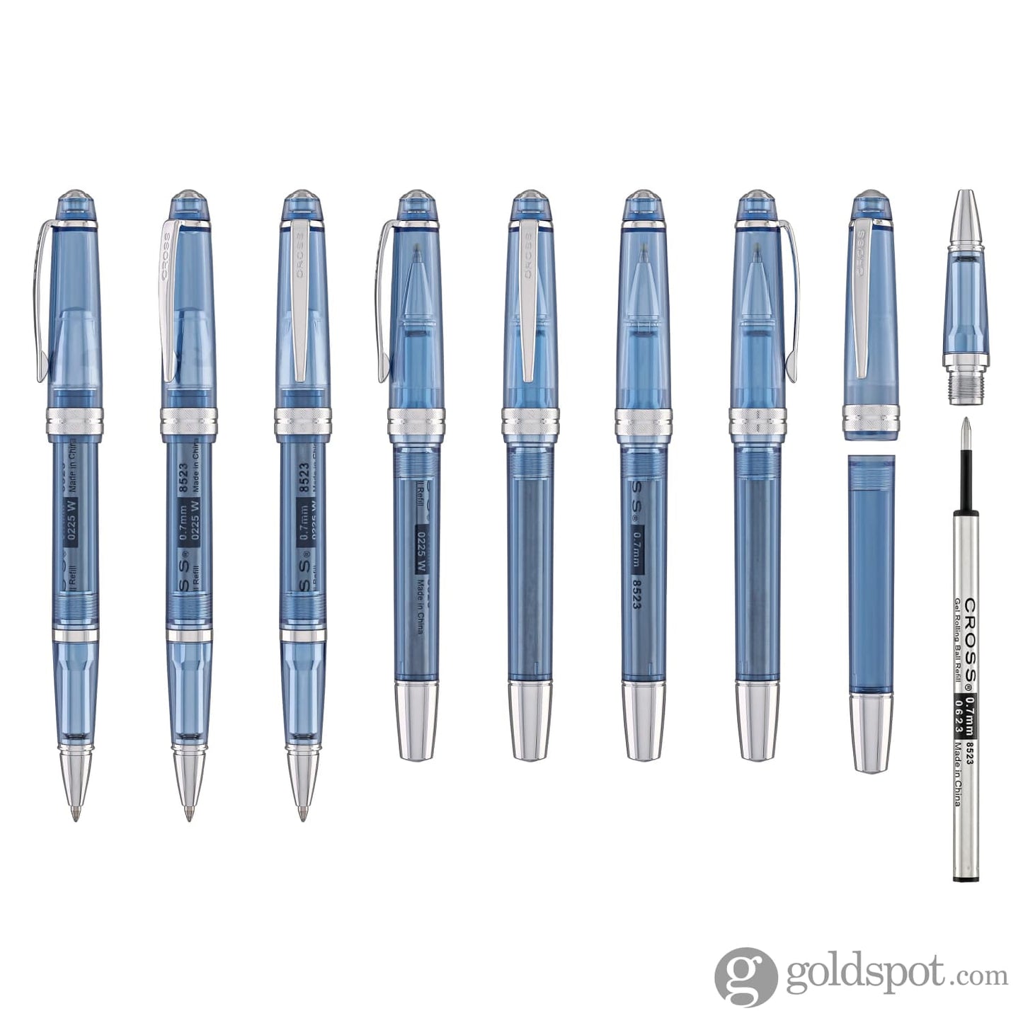 Cross Bailey Light Rollerball Pen in Translucent Navy Blue Resin with Chrome Trim Rollerball Pen