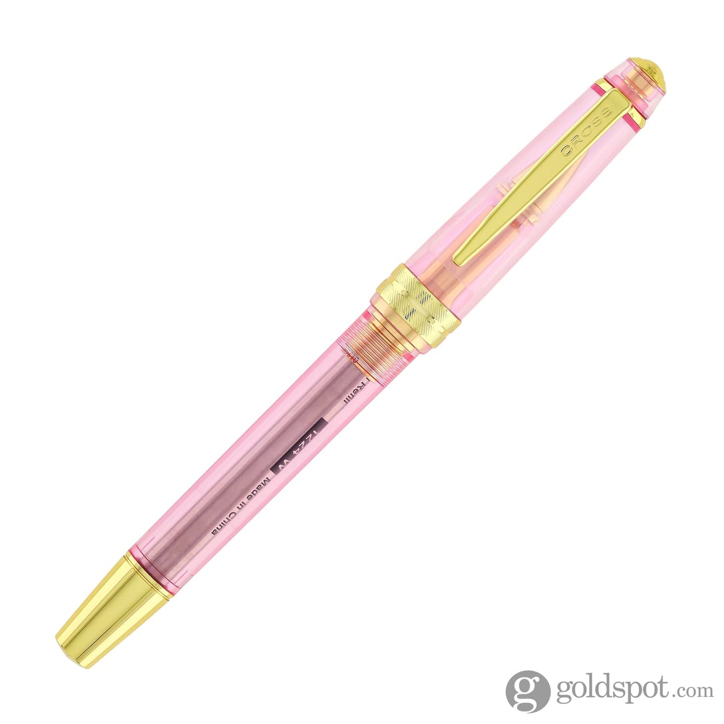 Cross Bailey Light Rollerball Pen in Translucent Pink Resin with Gold Trim Rollerball Pen