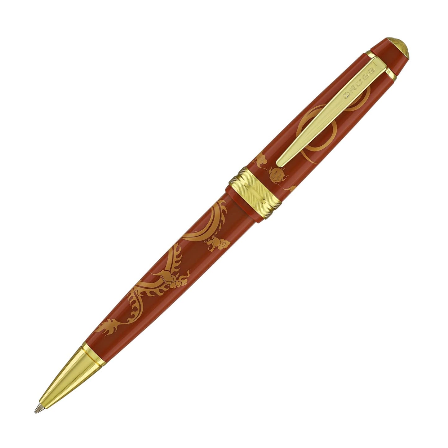 Cross Bailey Light Year of the Dragon Ballpoint Pen in Polished Amber Resin and Gold Tone Ballpoint Pens