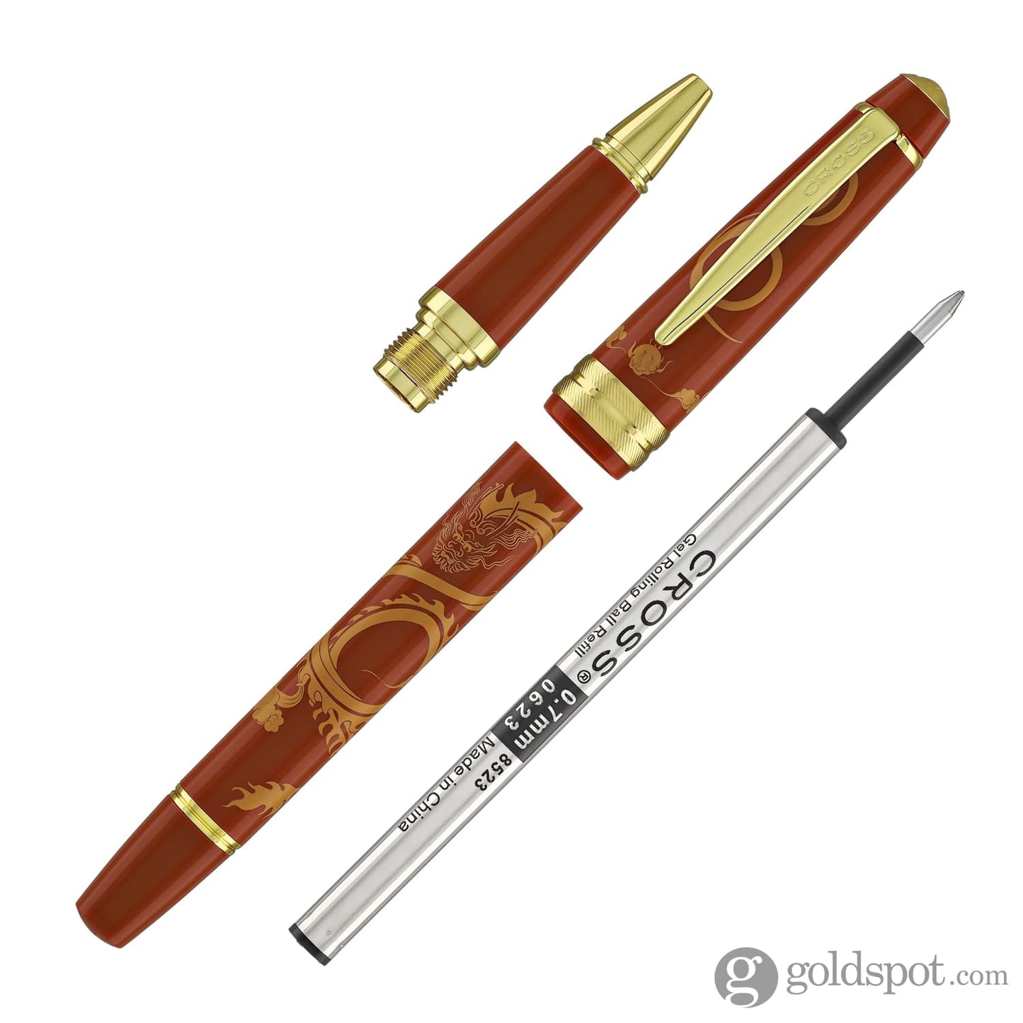 Cross Bailey Light Year of the Dragon Selectip Rollerball Pen in Polished Amber Resin and Gold Tone Rollerball Pens