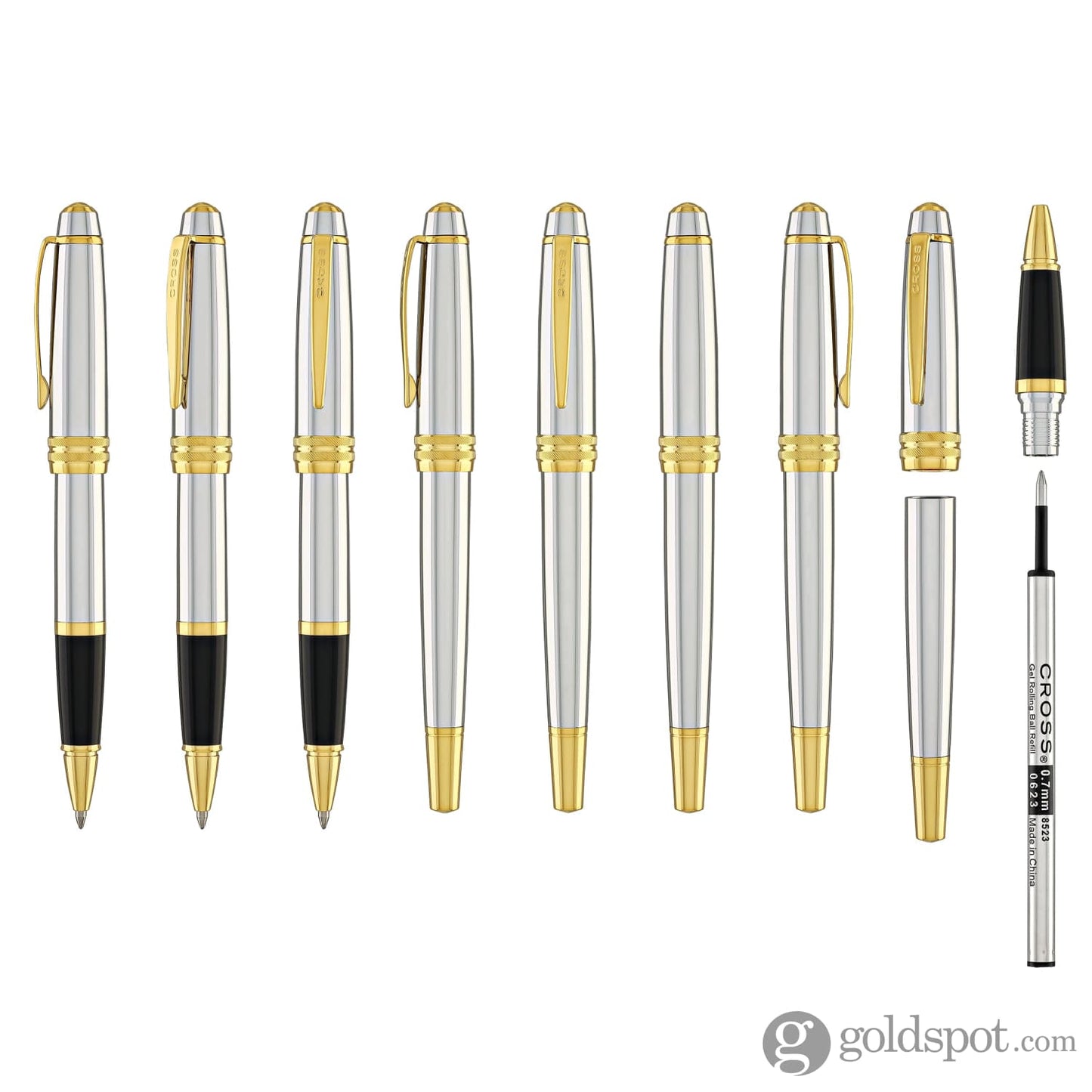 Cross Bailey Rollerball Pen in Medalist Chrome with Gold Trim Rollerball Pen