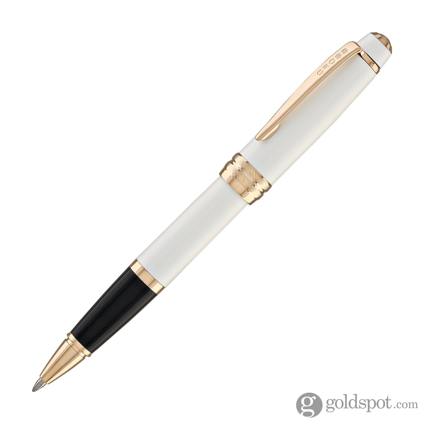 Cross Bailey Rollerball Pen Pearlescent White Lacquer with Rose Gold Trim Rollerball Pen