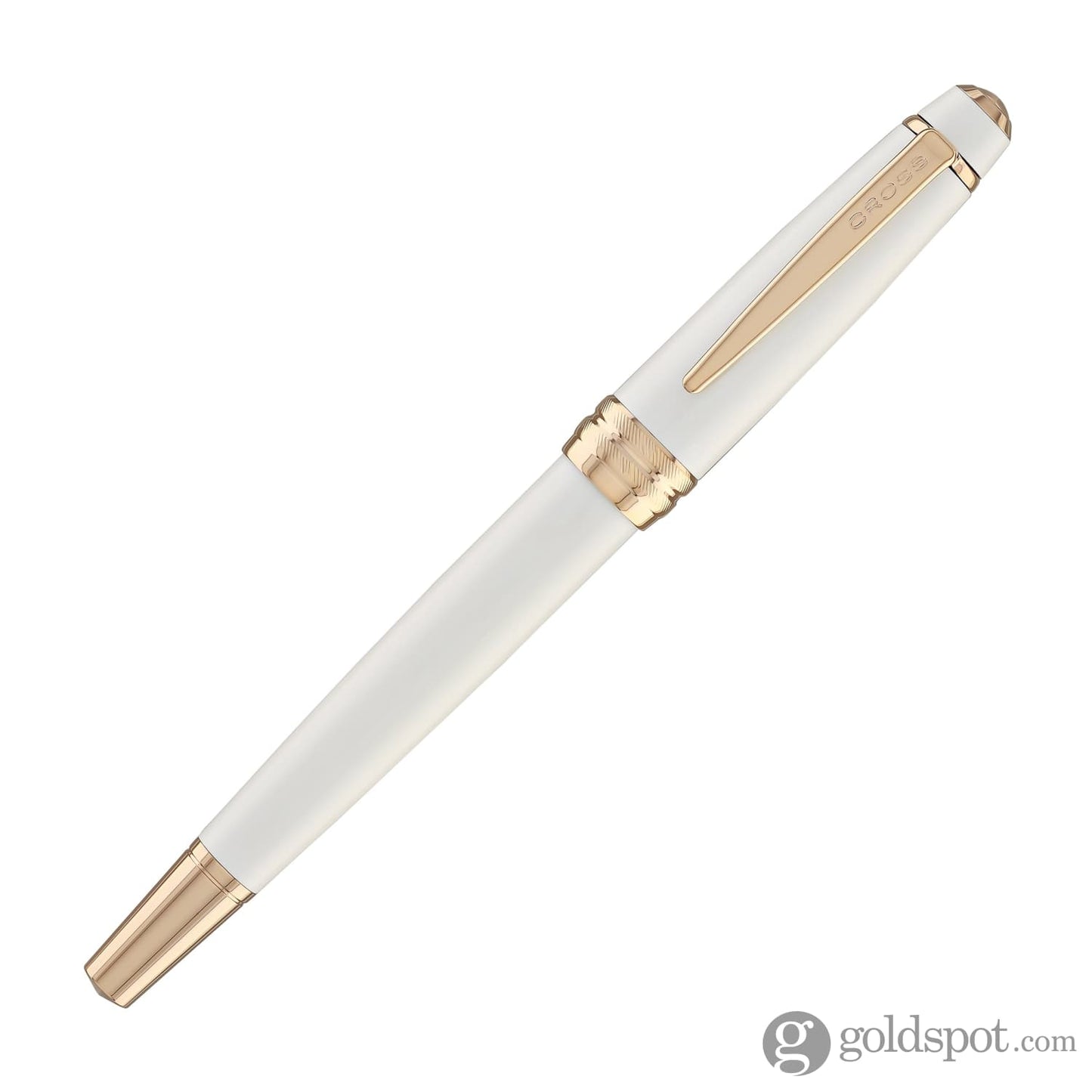 Cross Bailey Rollerball Pen Pearlescent White Lacquer with Rose Gold Trim Rollerball Pen