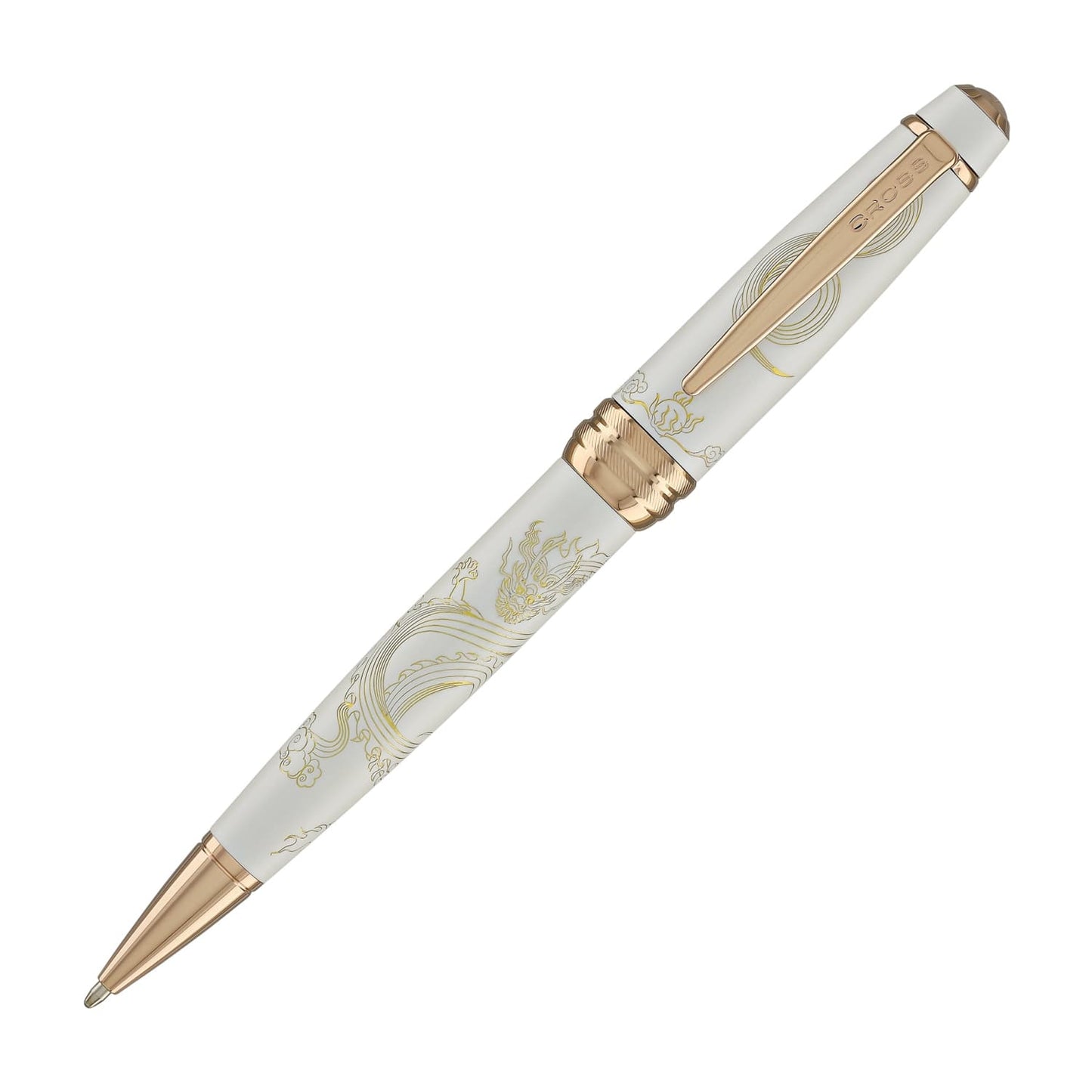 Cross Bailey Year of the Dragon Ballpoint Pen in Pearlescent White Lacquer with Rose Gold Ballpoint Pens