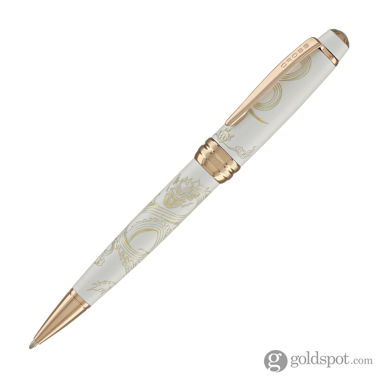 Cross Bailey Year of the Dragon Ballpoint Pen in Pearlescent White Lacquer with Rose Gold Ballpoint Pens
