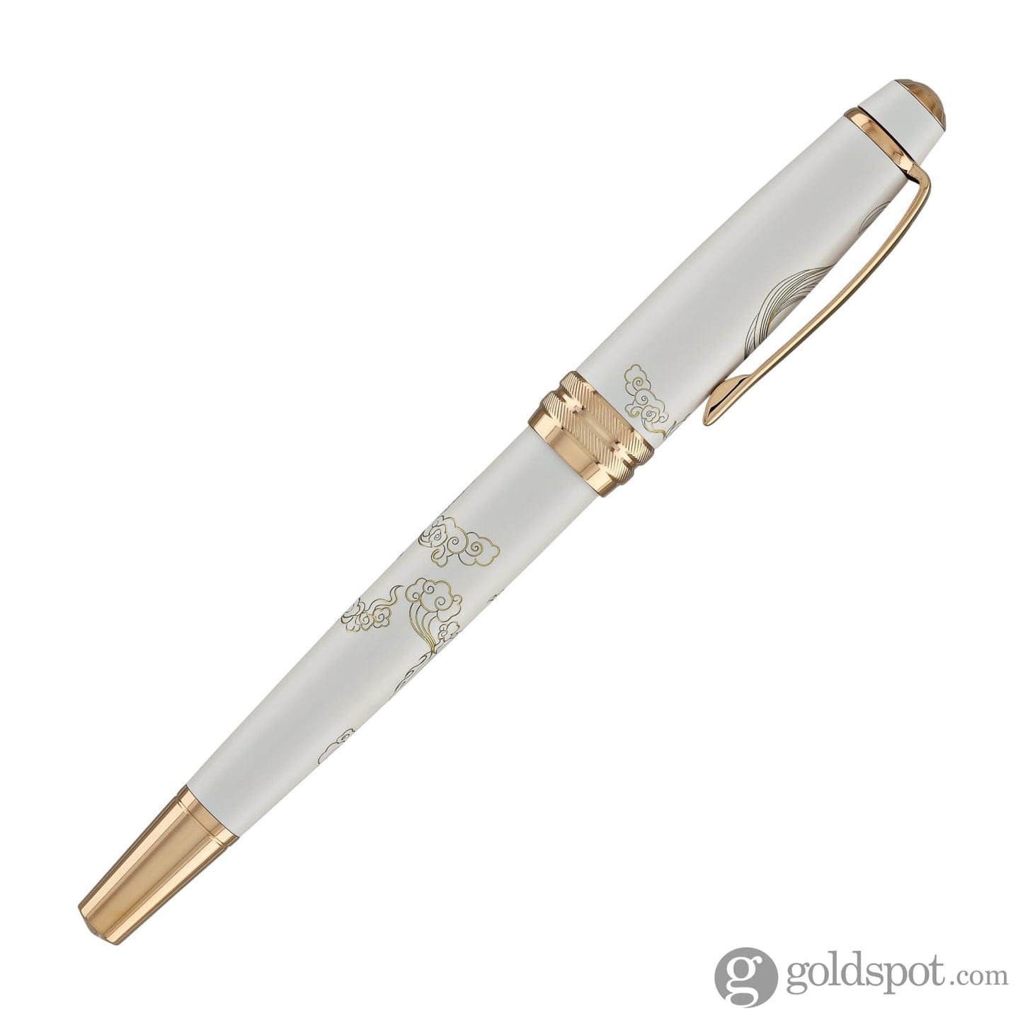 Cross Bailey Year of the Dragon Fountain Pen in Pearlescent White Lacquer with Rose Gold - Fine Nib Fountain Pens