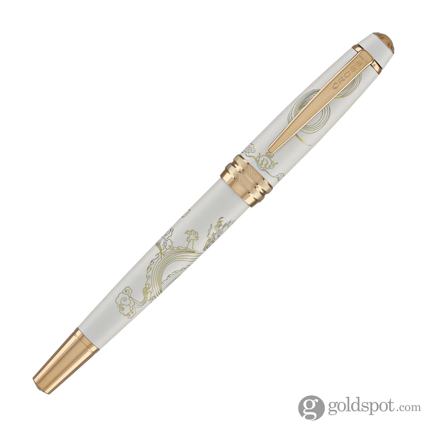 Cross Bailey Year of the Dragon Fountain Pen in Pearlescent White Lacquer with Rose Gold - Fine Nib Fountain Pens