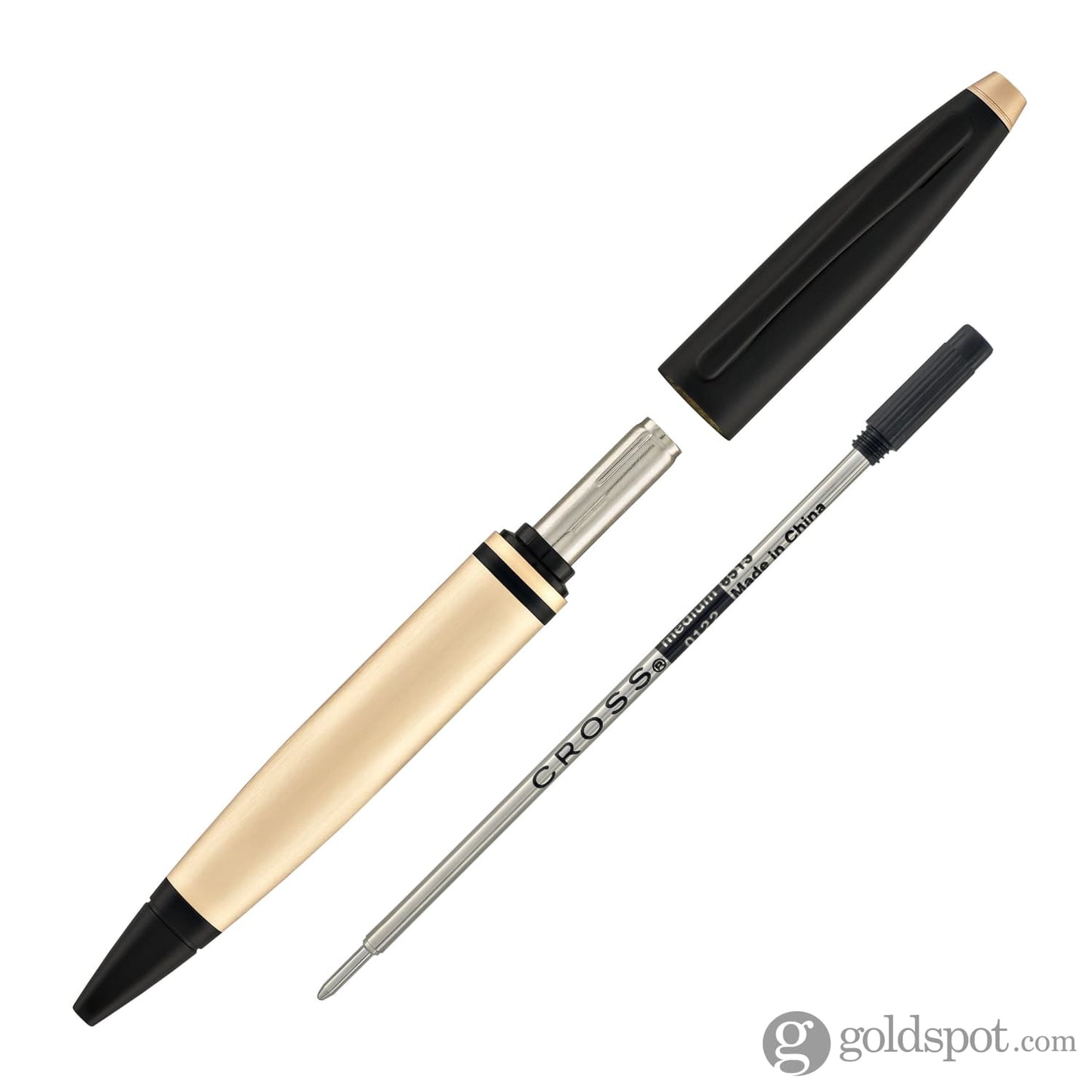 Cross Calais Ballpoint Pen in Brushed Rose Gold with Black Trim Pens