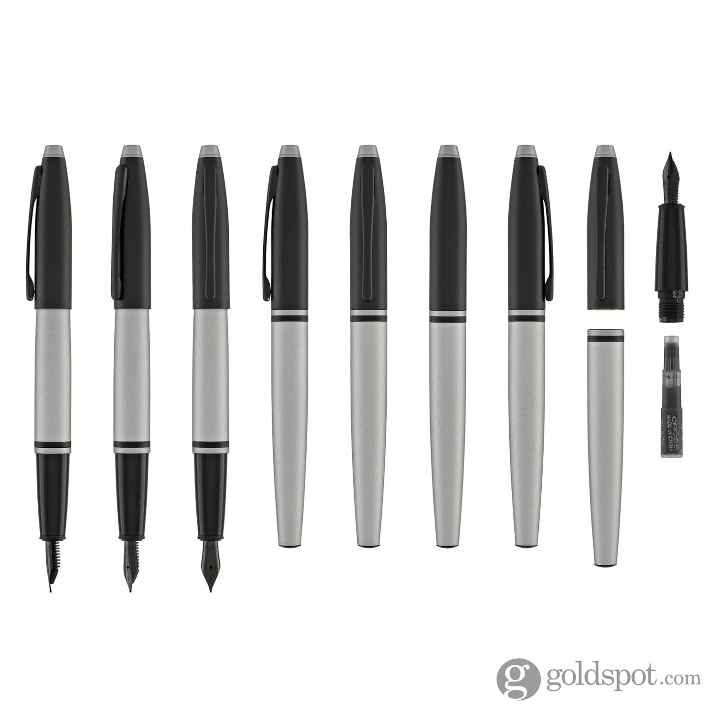 Cross Calais Fountain Pen in Matte Gray Lacquer with Black Trim
